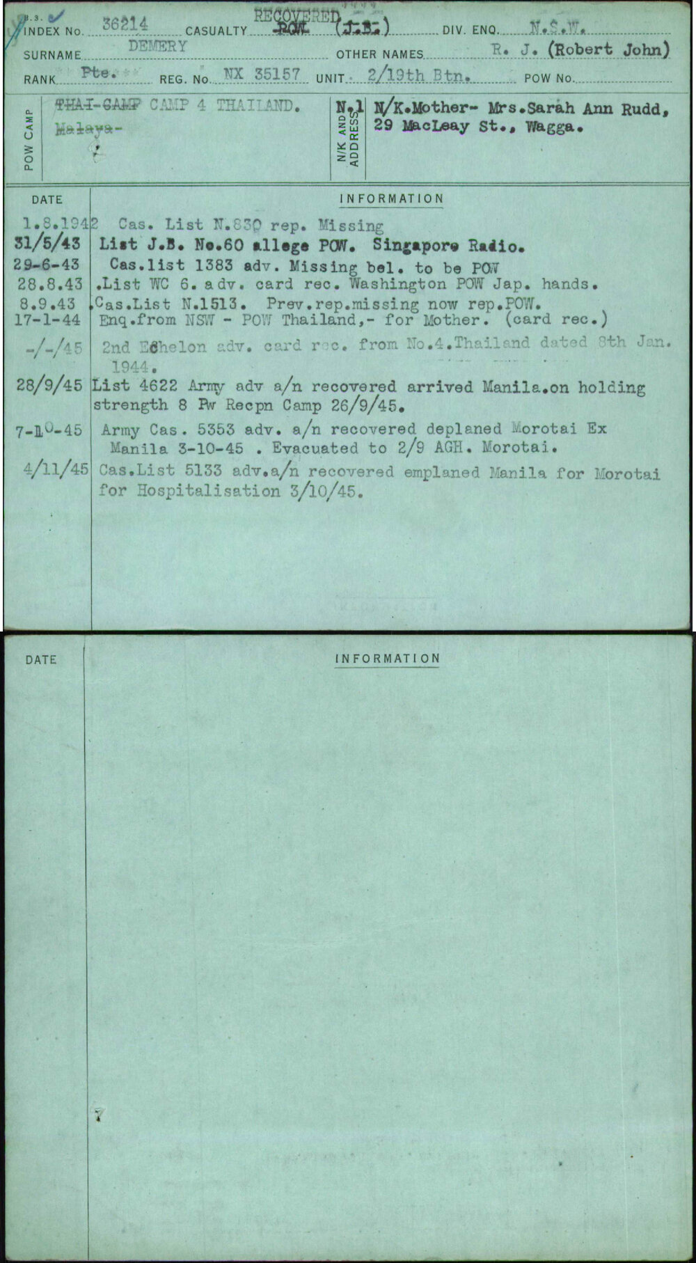 Demery, R J (Robert John), NX35157