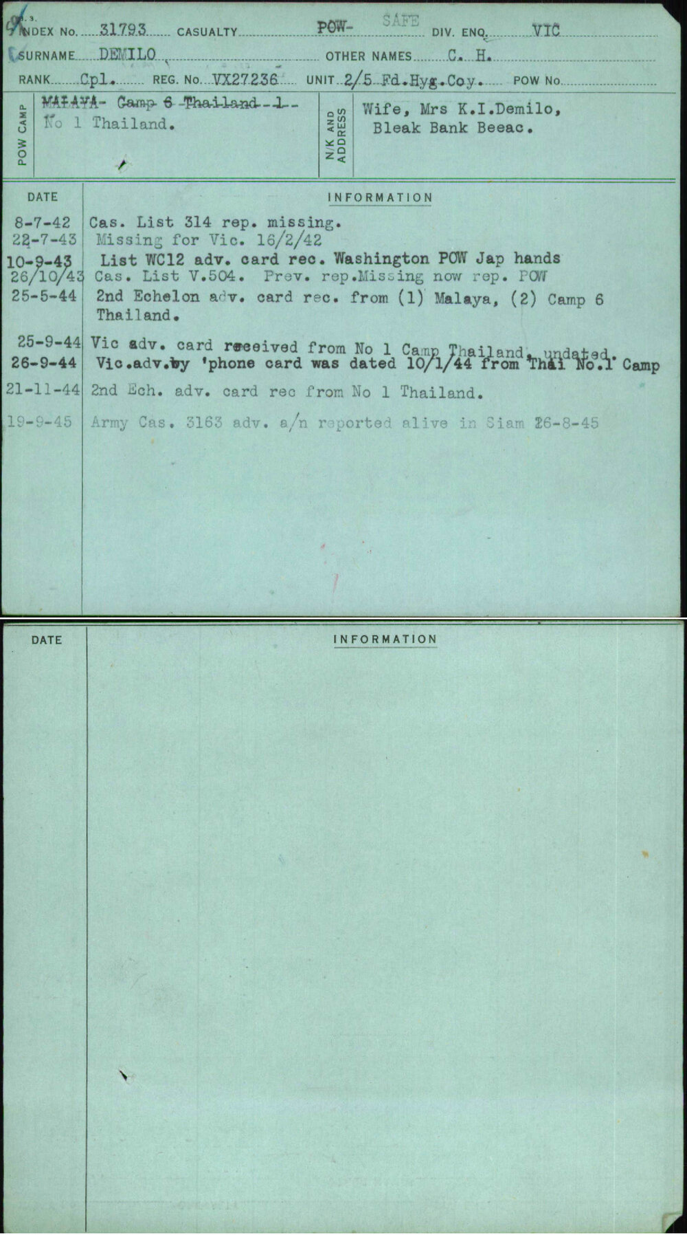 Demilo, C H, VX27236