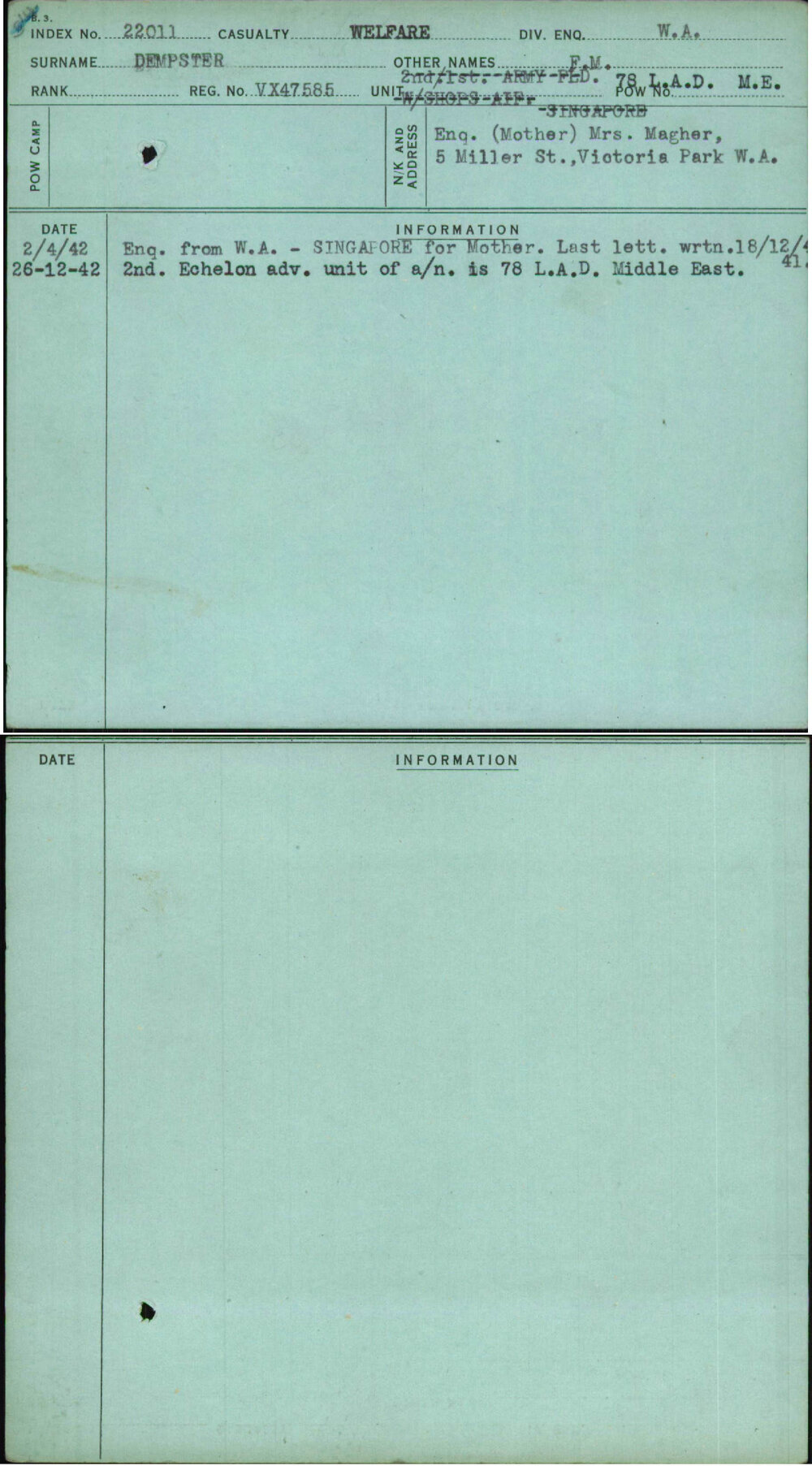 Dempster, F M, VX47585