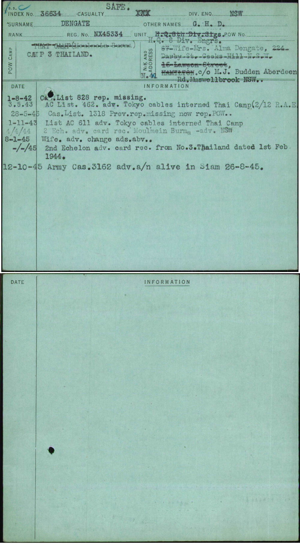 Dengate, G H D, NX45334