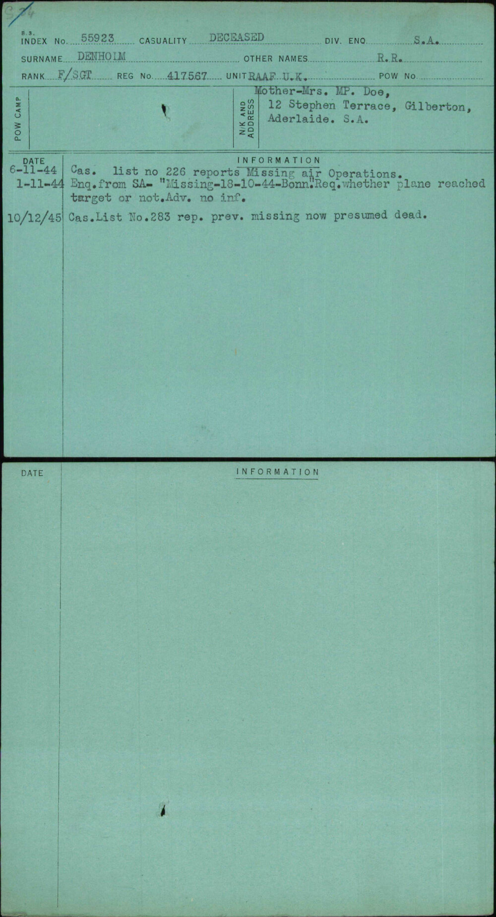 Denholm, R R, 417567