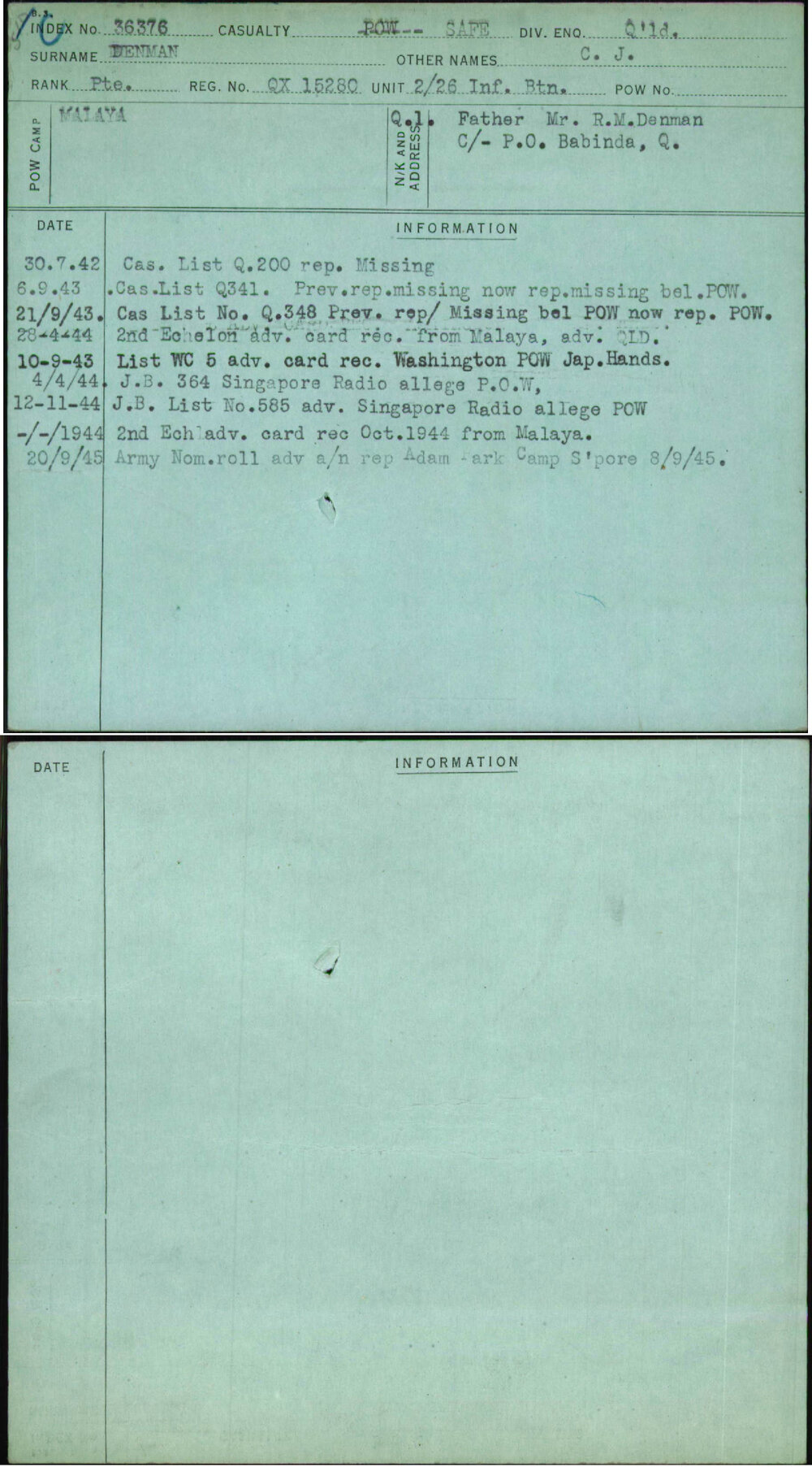 Denman, C J, QX15280