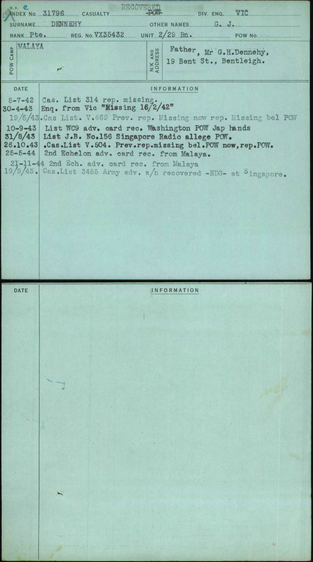 Dennehy, G J, VX35432