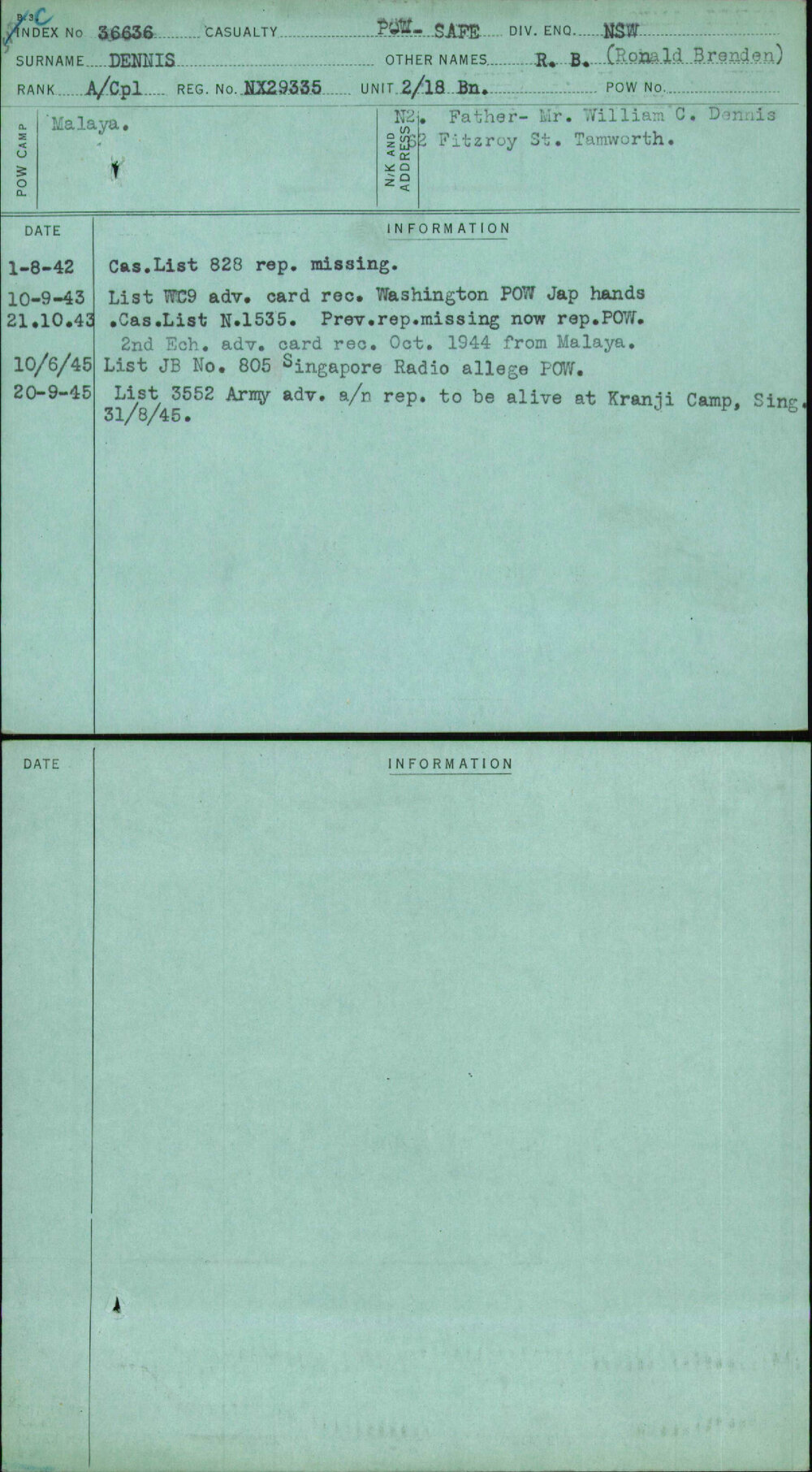 Dennis, R B (Ronald Brenden), NX29335