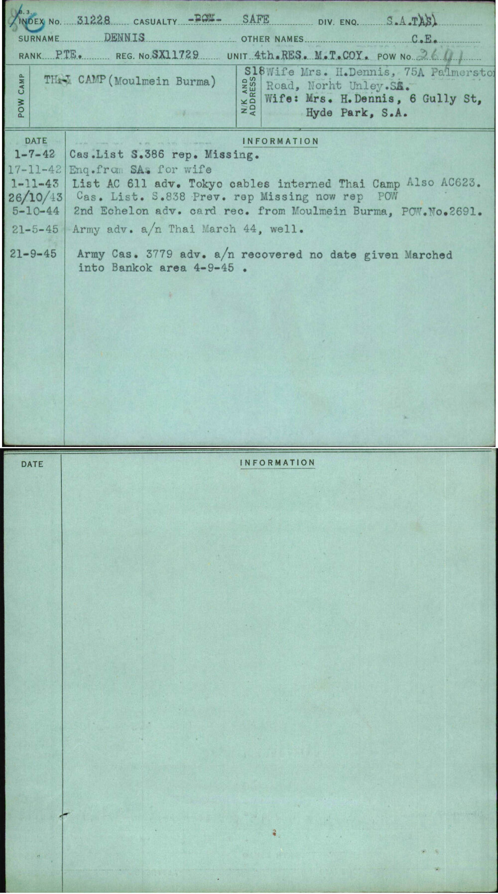 Dennis, C E, SX11729