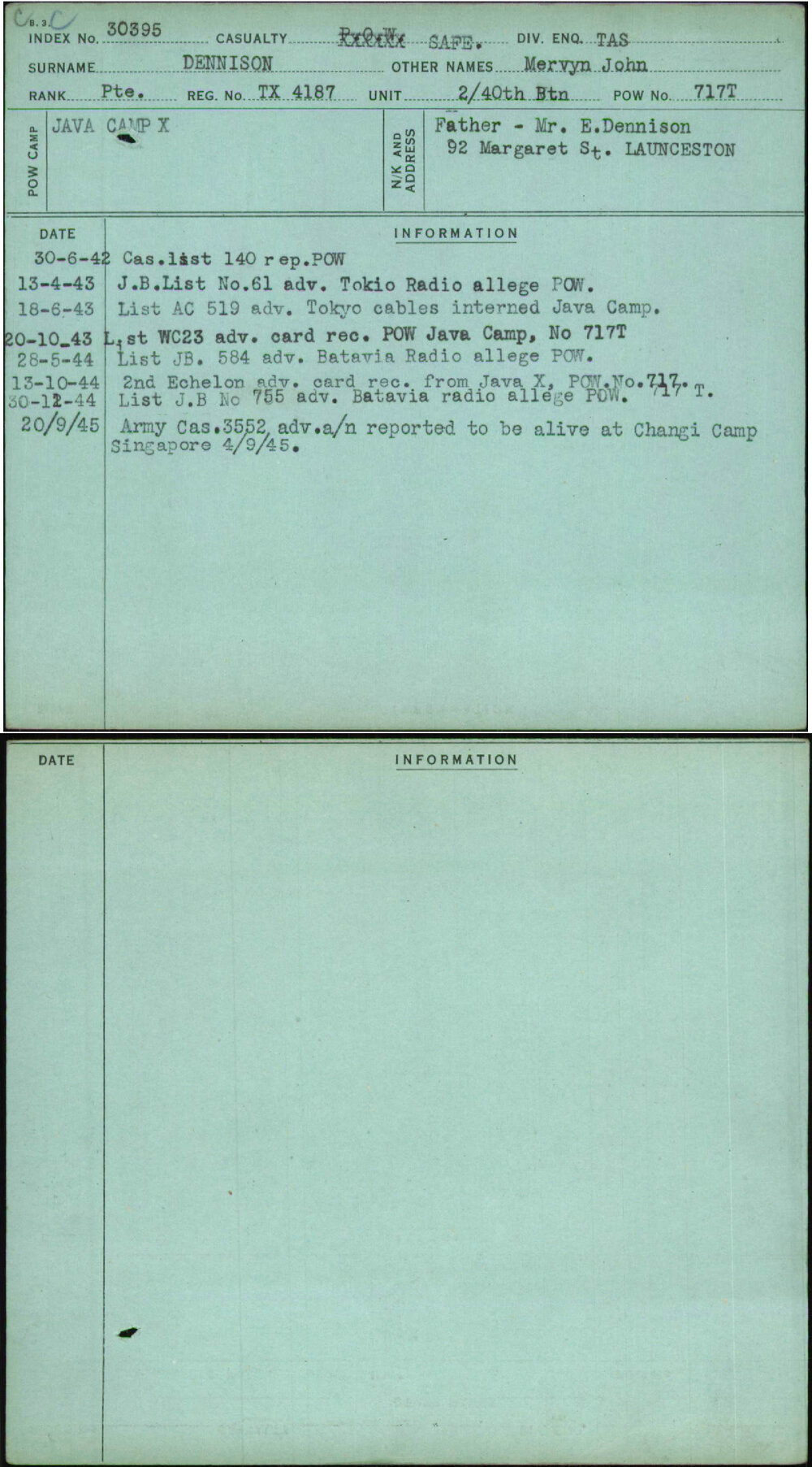 Dennison, Mervyn John, TX4187