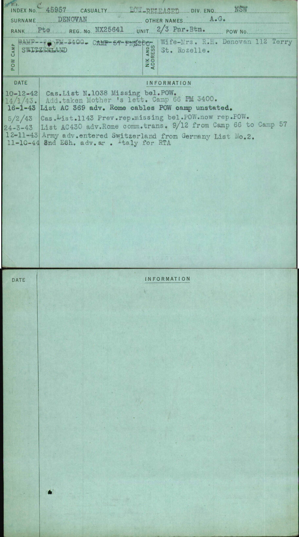 Denovan, A G, NX25641