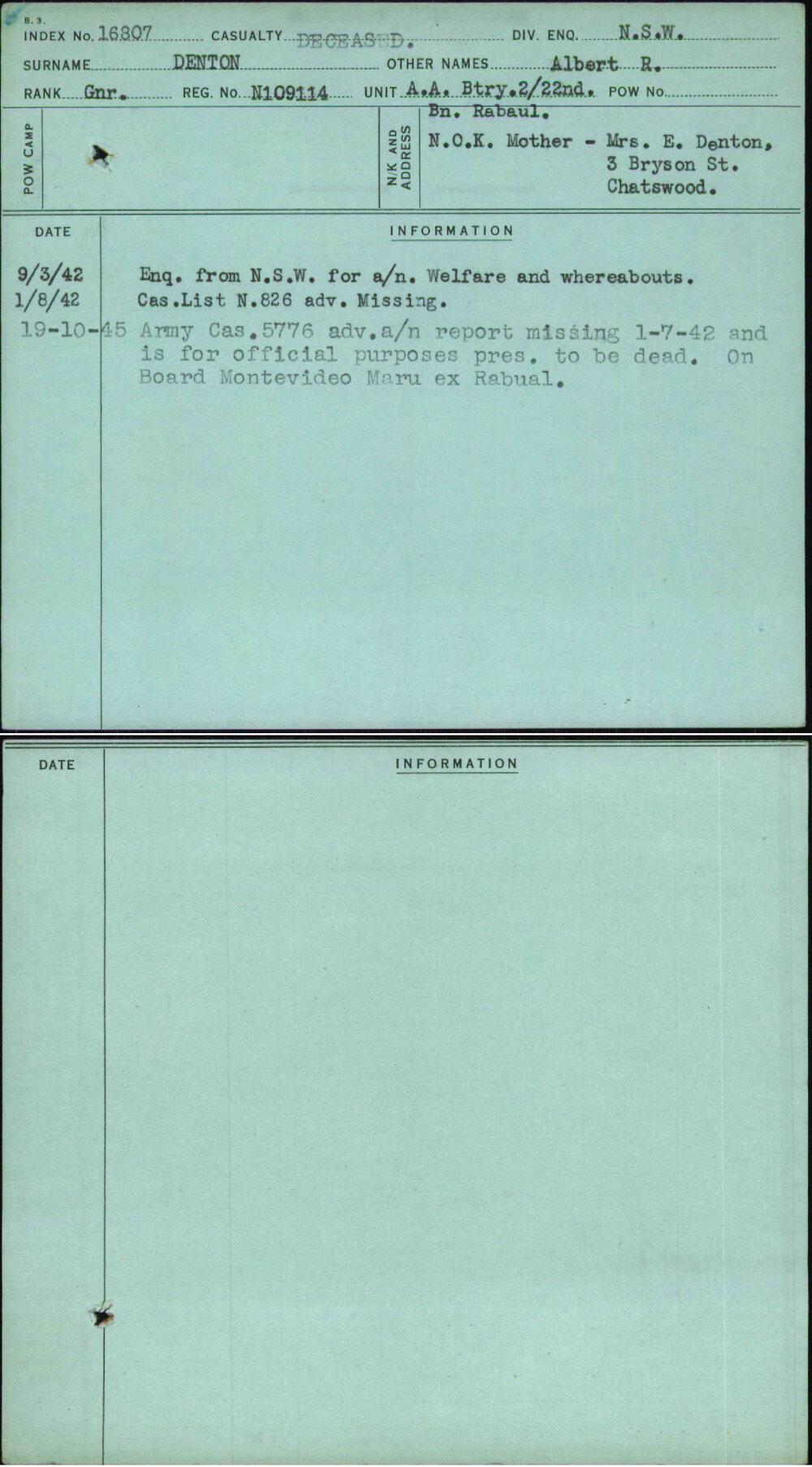 Denton, Albert R, N109114