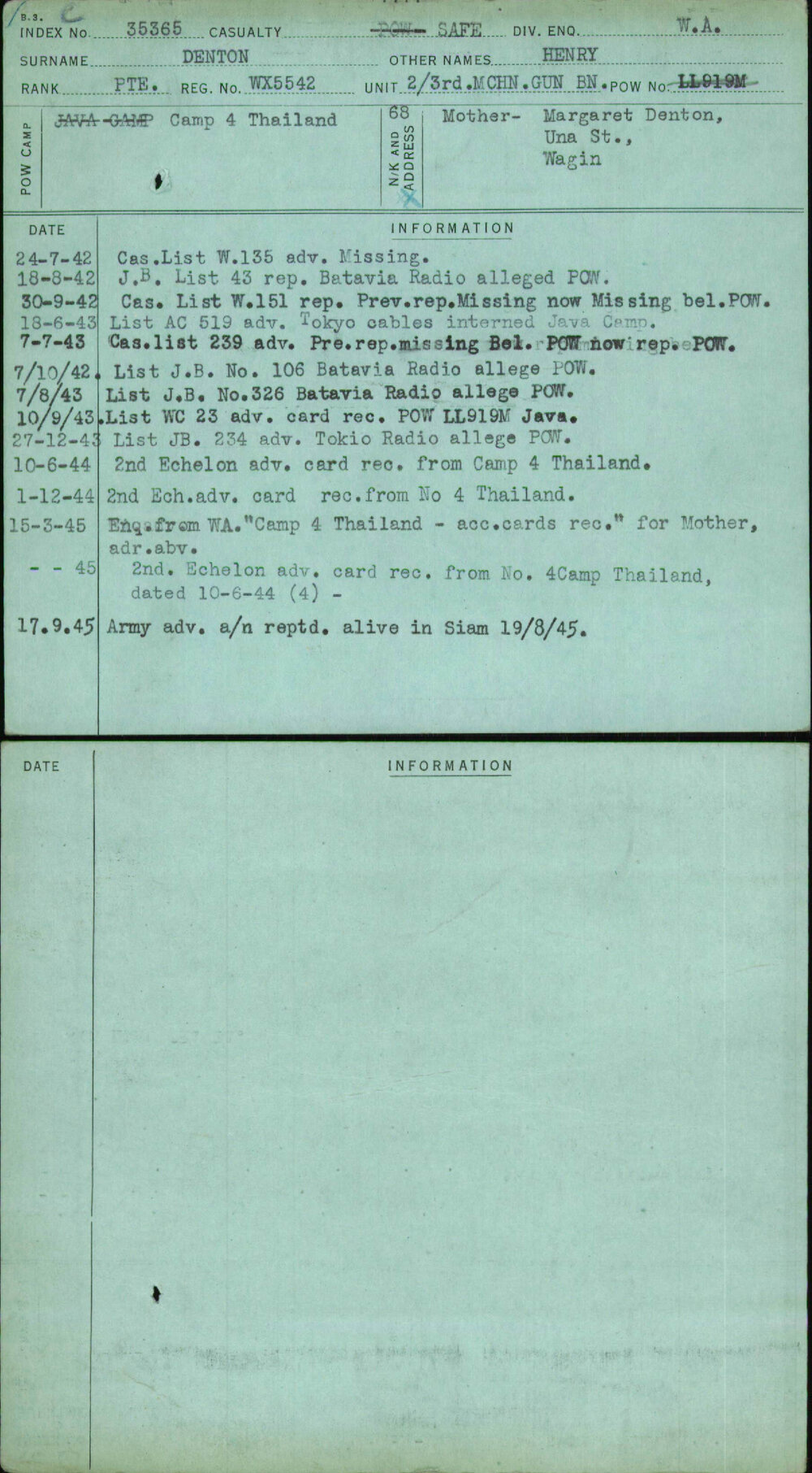 Denton, Henry, WX5542