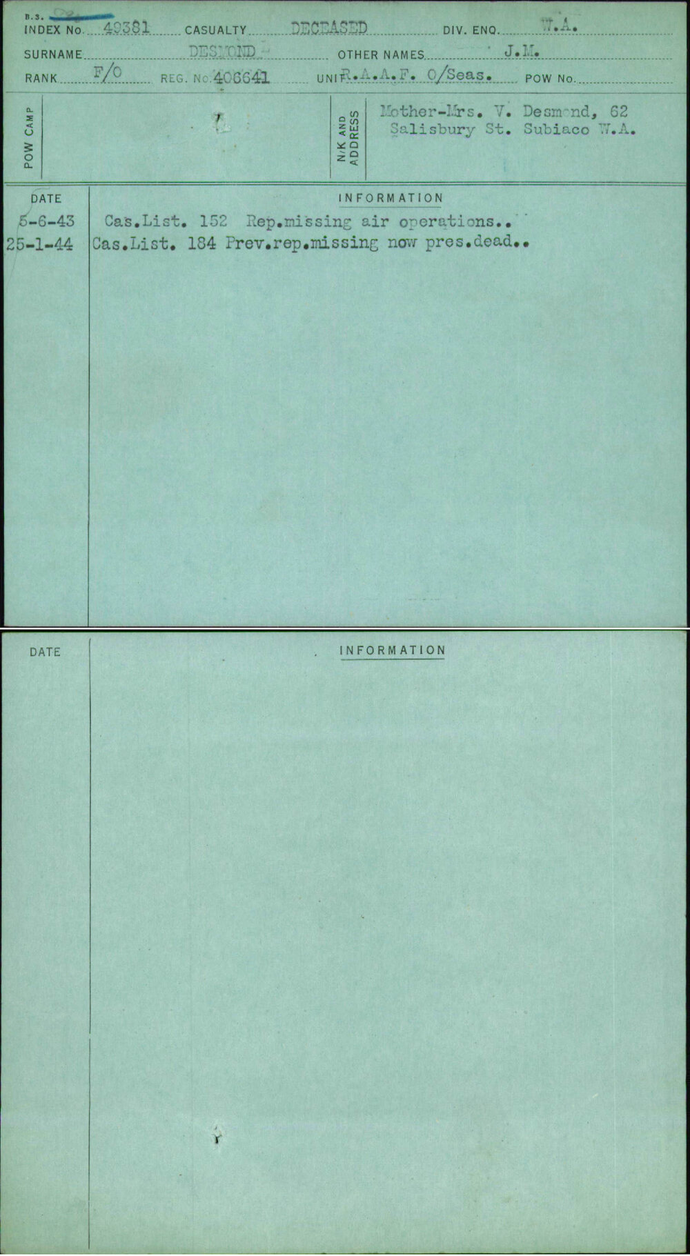 Desmond, J M, 406641