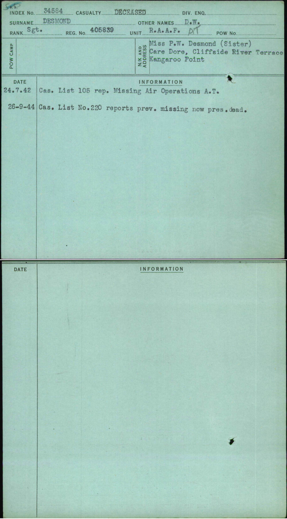 Desmond, D W, 405839