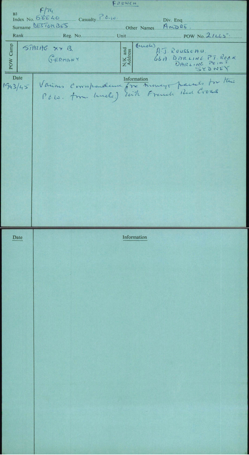 Destombes, Andre, [No Service Number]