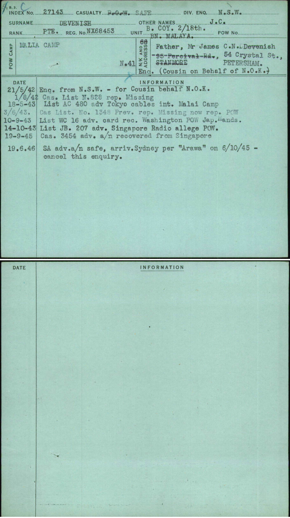 Devenish, J C, NX68453