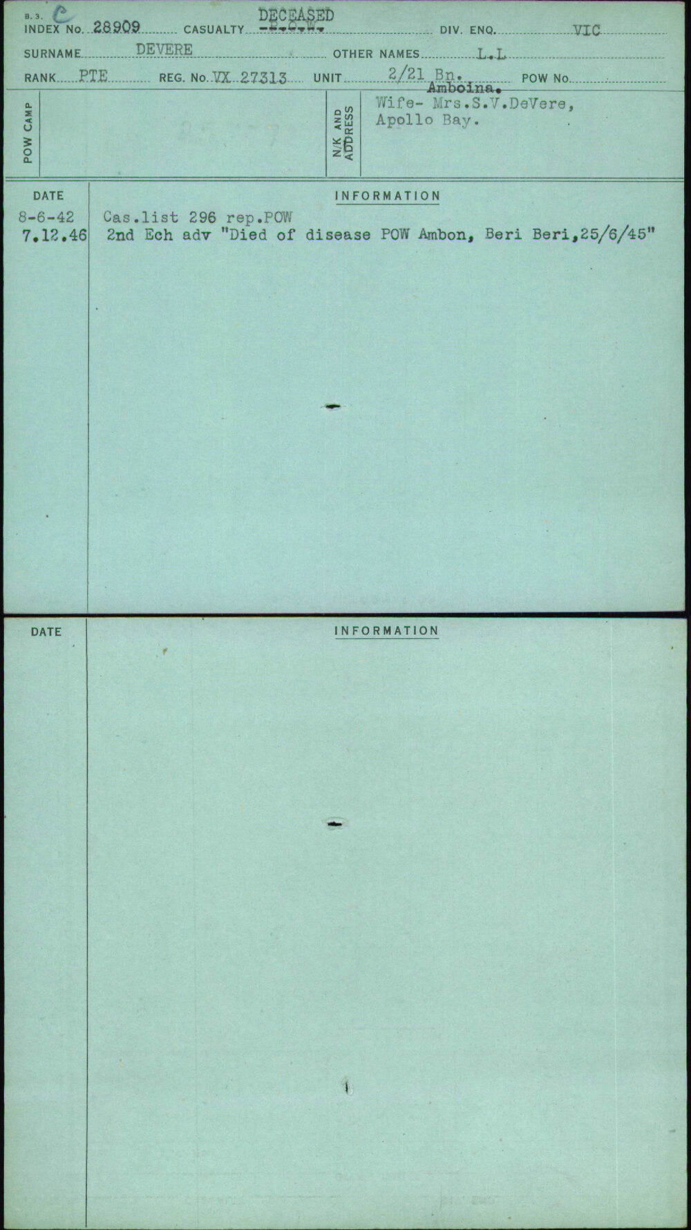 Devere, L L, VX27313