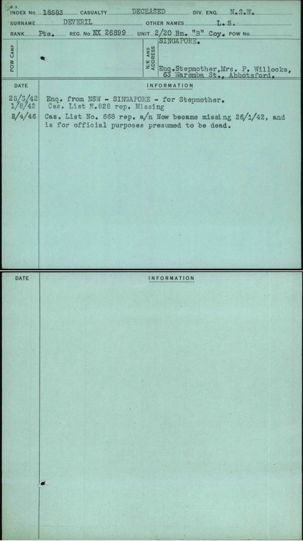 Deveril, L S, NX26899