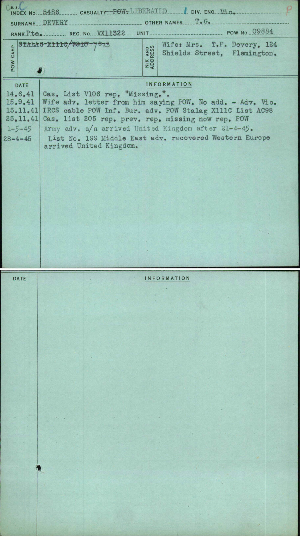 Devery, T G, VX11322