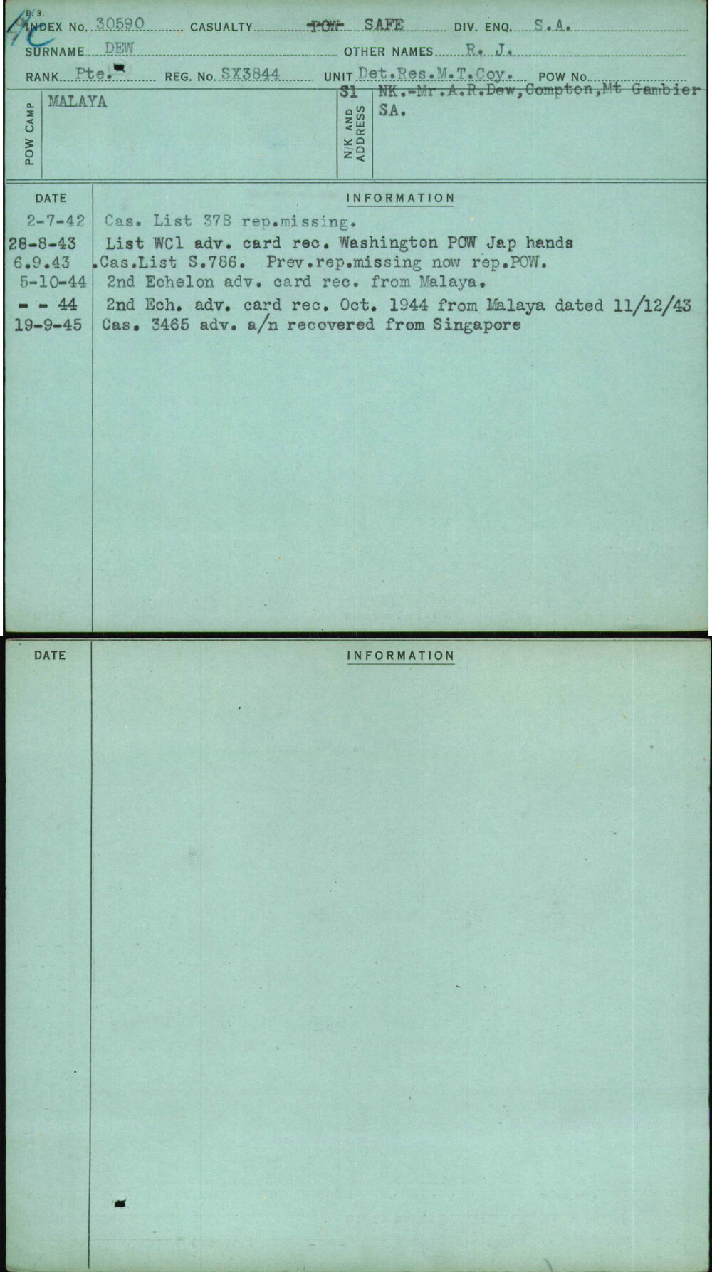 Dew, R J, SX3844