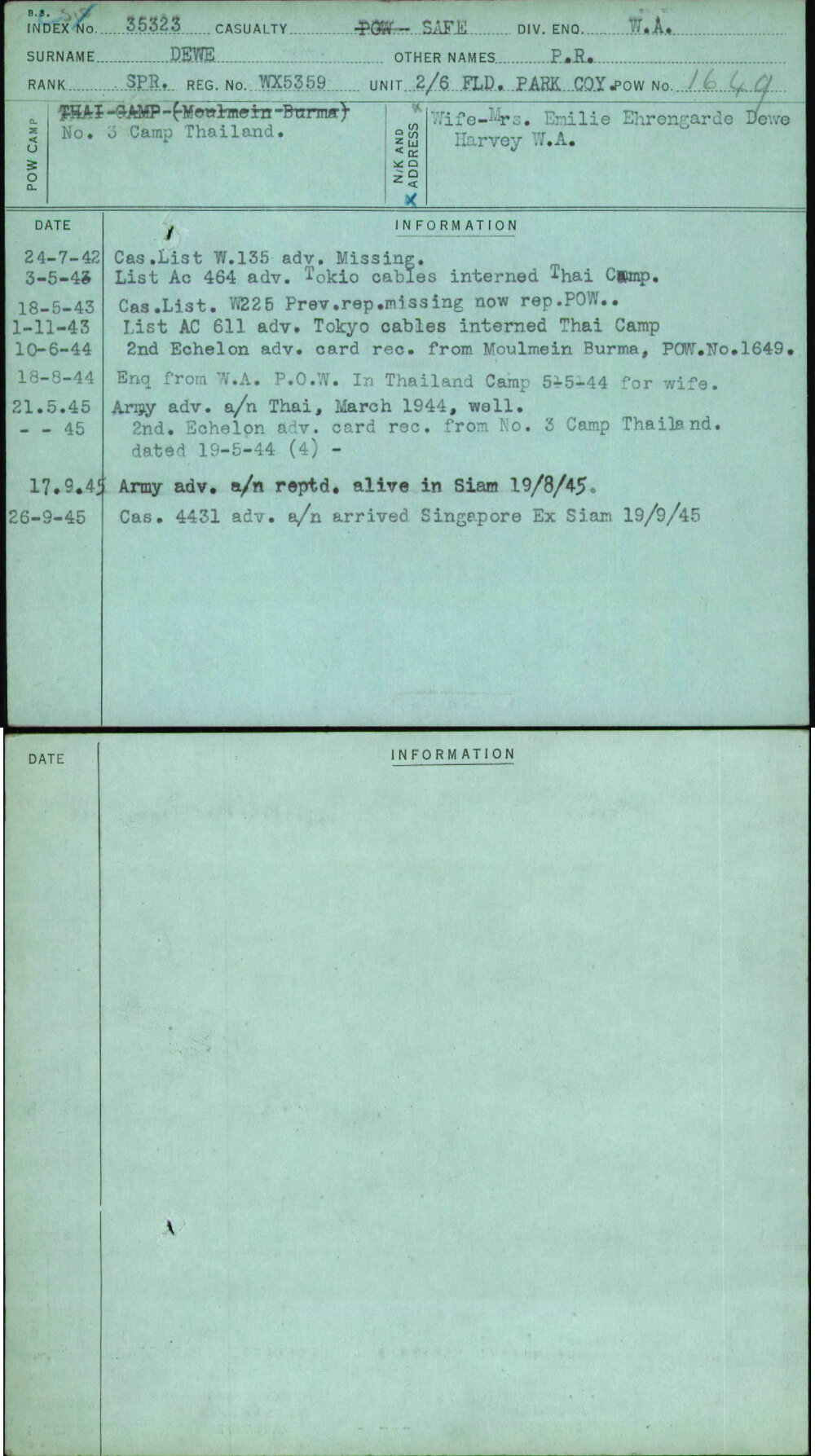 Dewe, P R, WX5359