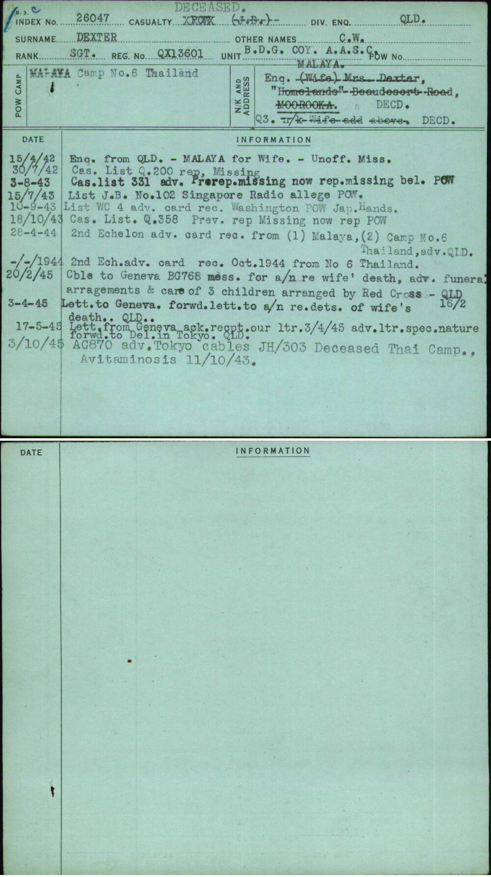 Dexter, C W, QX13601