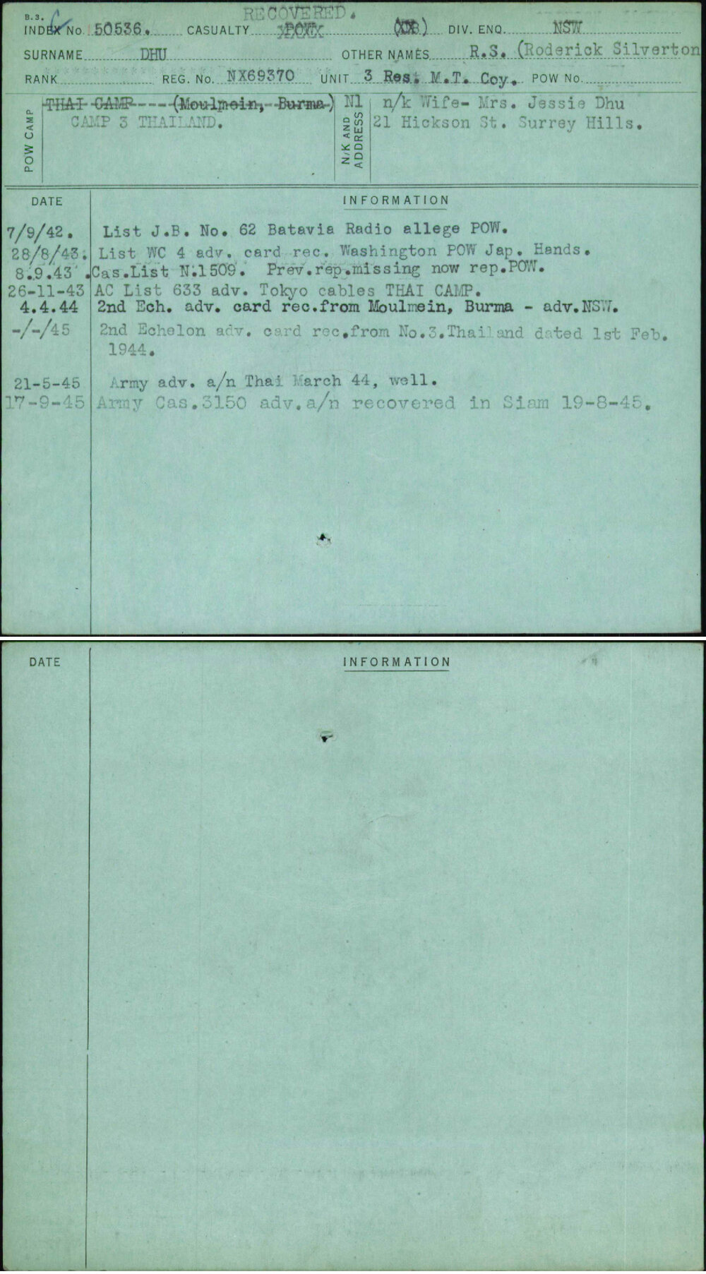 Dhu, R S (Roderick Silverton, NX69370