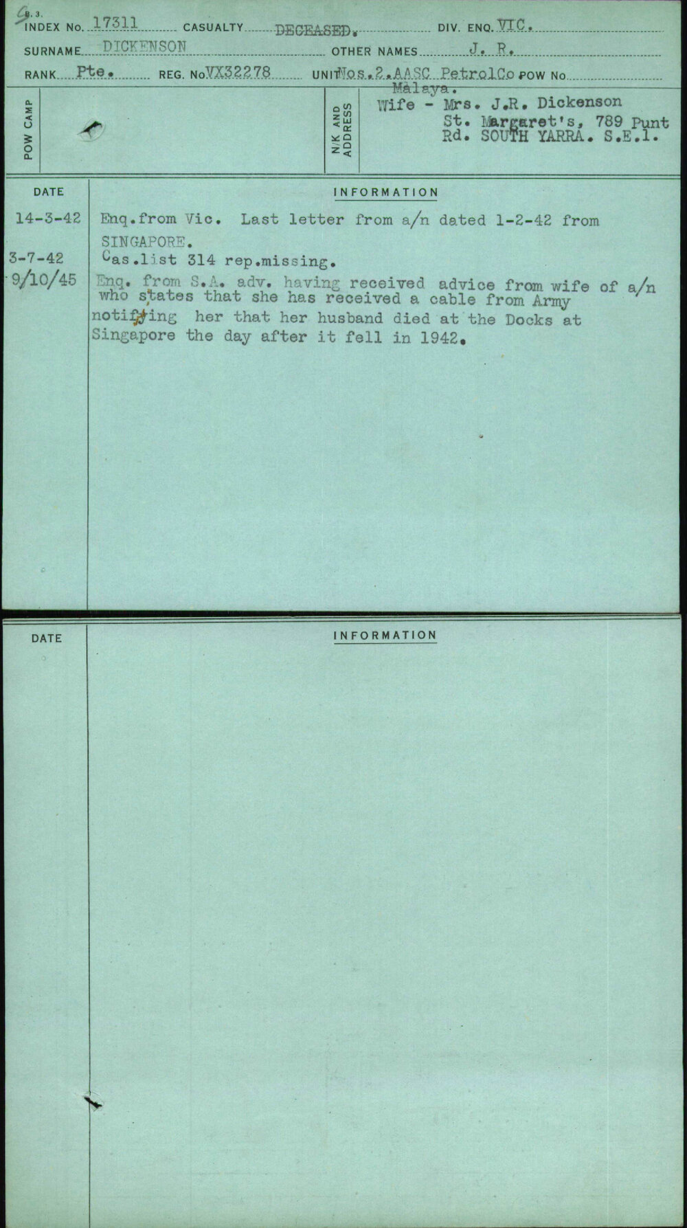 Dickenson, J R, VX32278