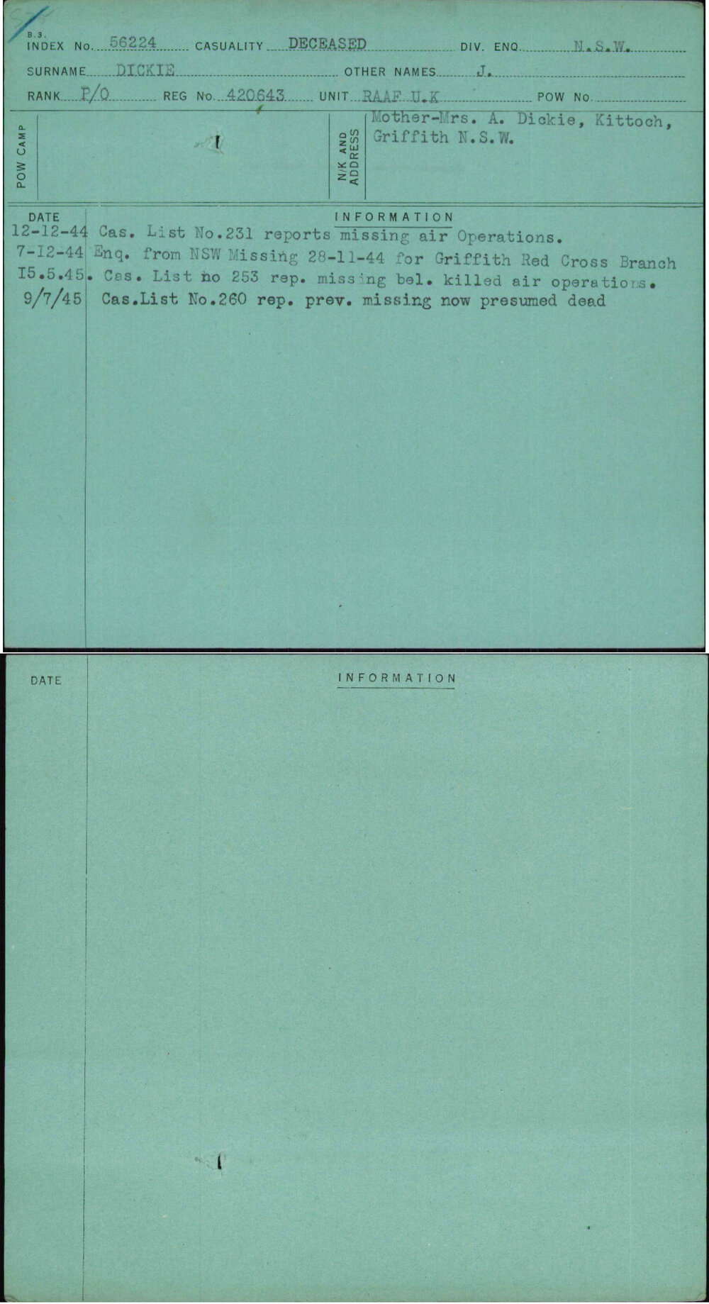 Dickie, J, 420643
