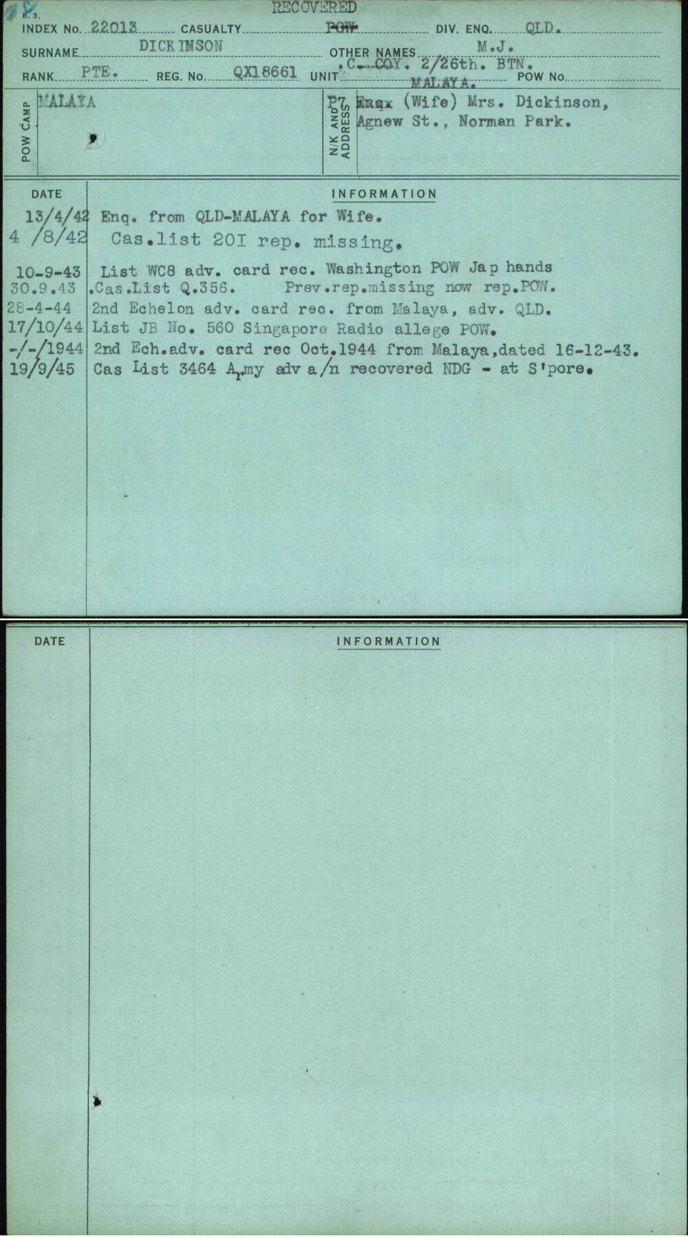 Dickinson, M J, QX18661