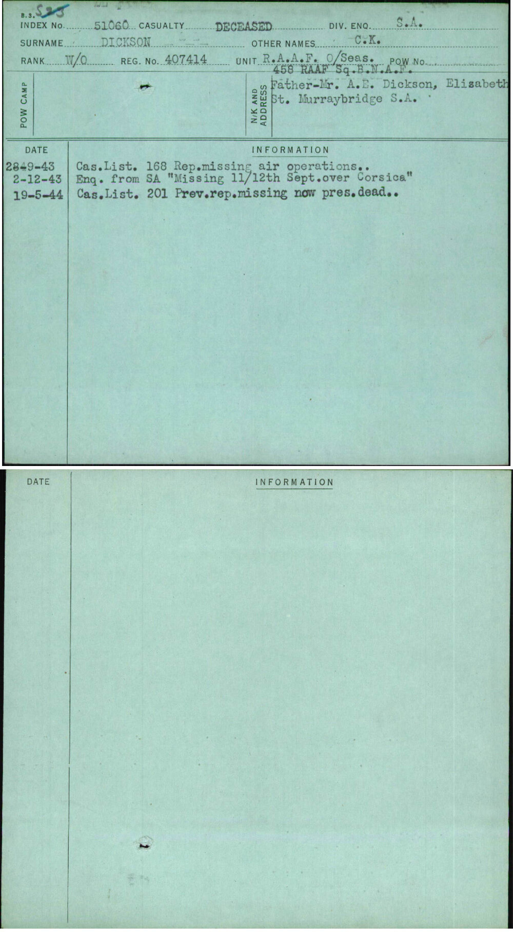 Dickson, C K, 407414