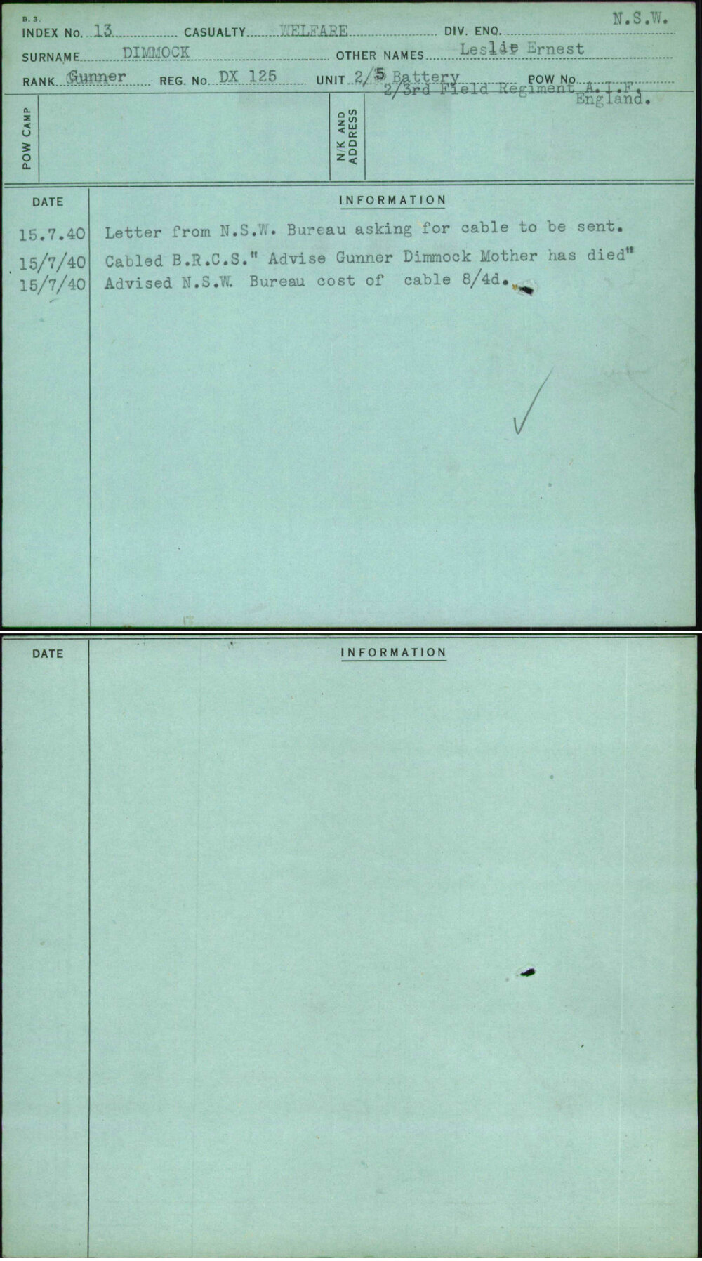 Dimmock, Leslie Ernest, Dx125