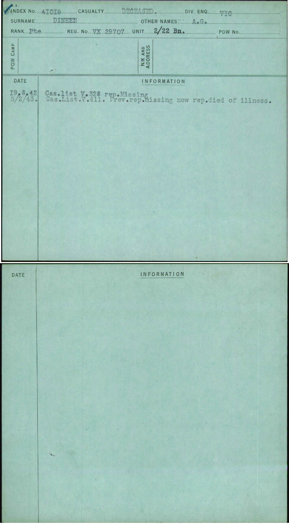 Dineen, A G, VX29707