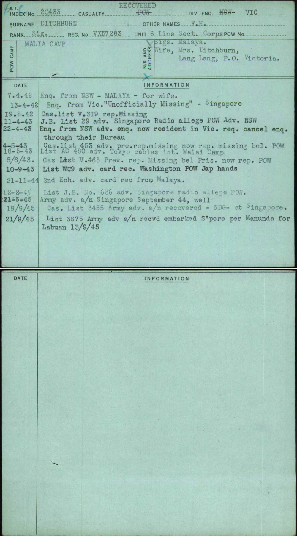 Ditchburn, F H, VX57283