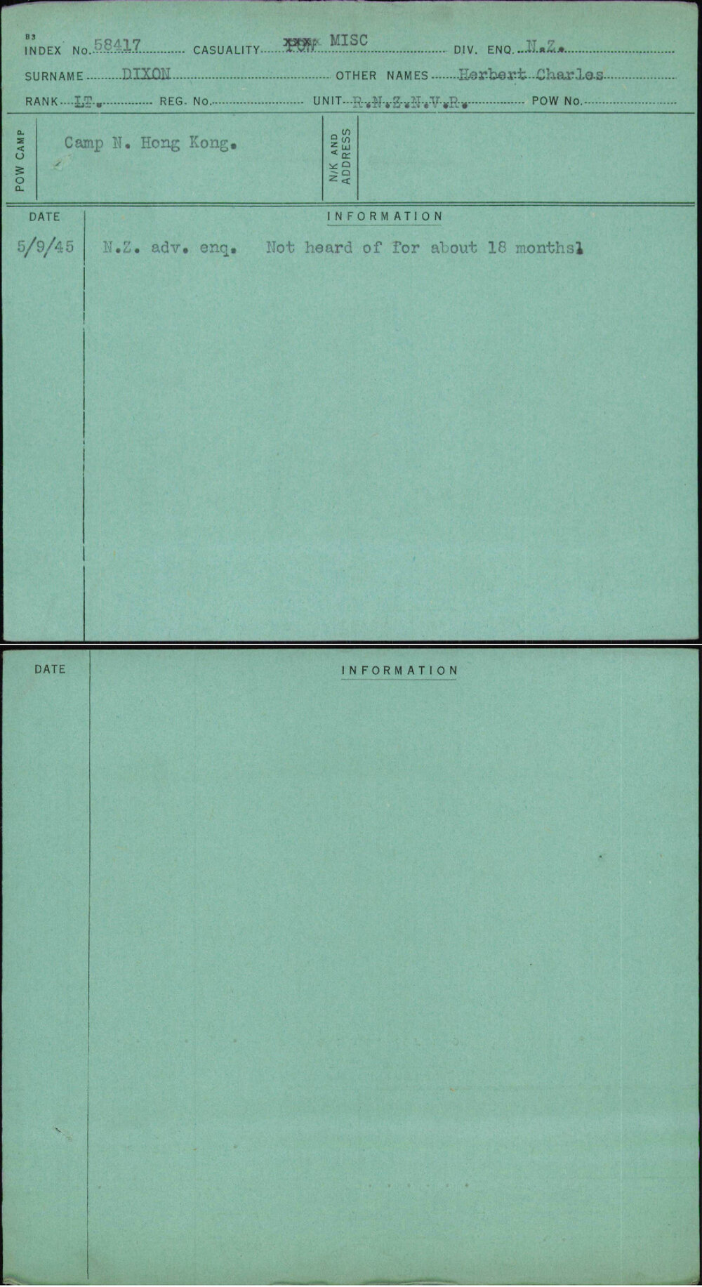 Dixon, Herbert Charles, [No Service Number]