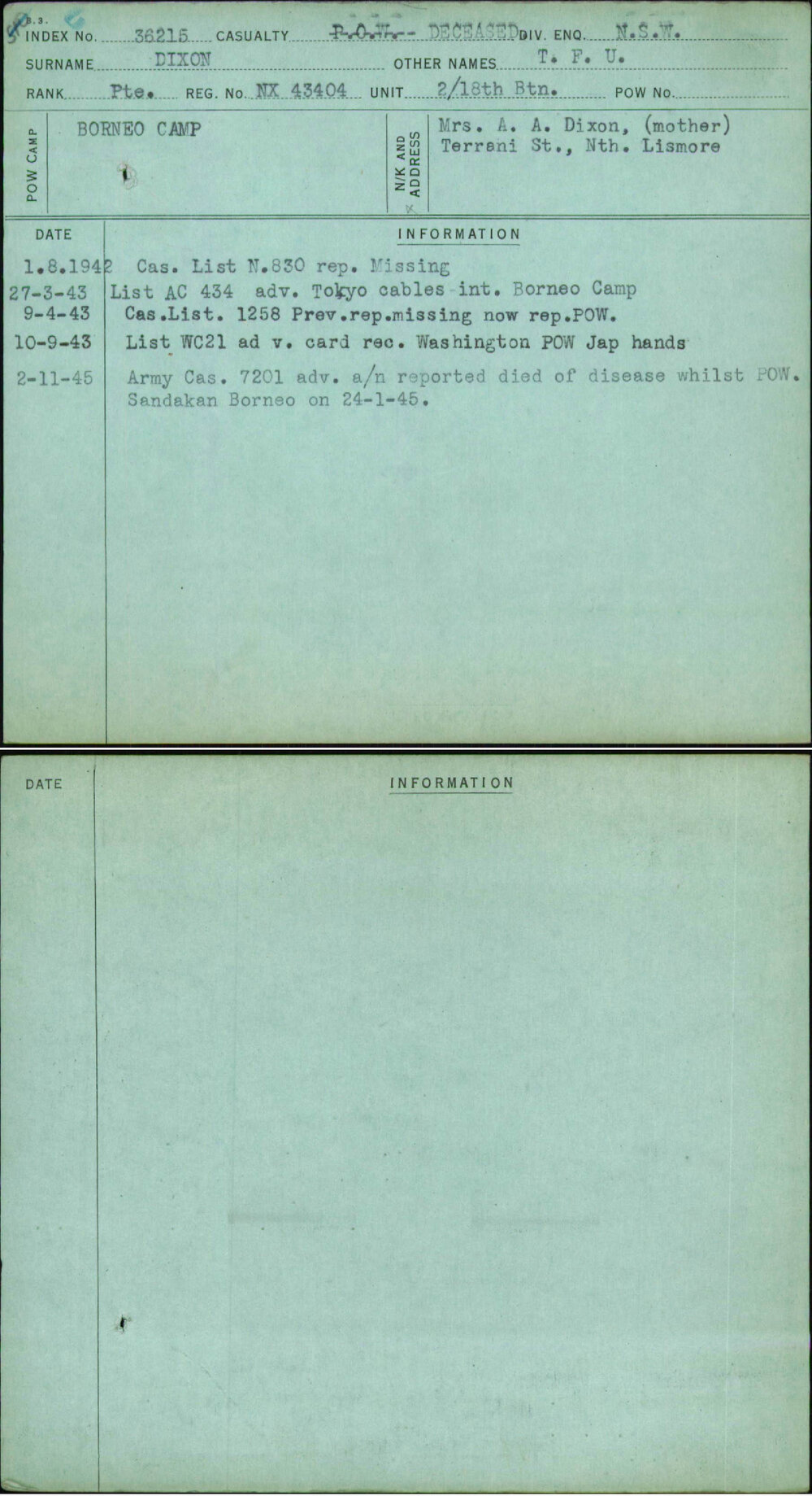 Dixon, T F U, NX43404