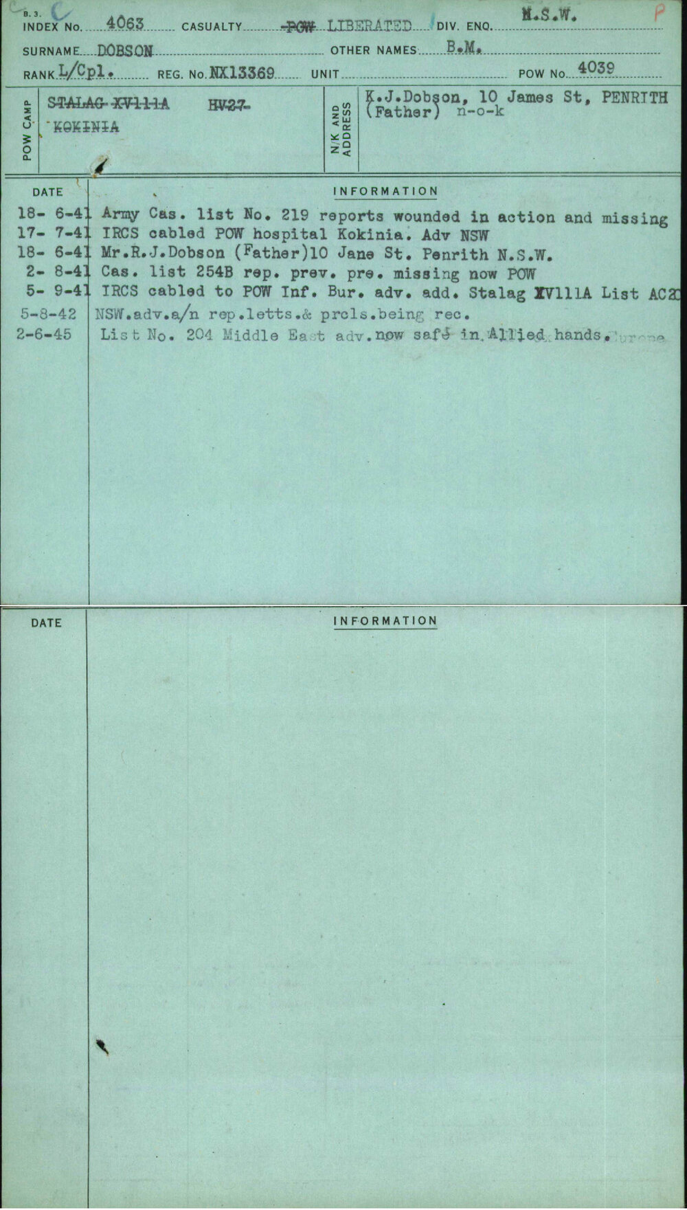 Dobson, B M, NX13369