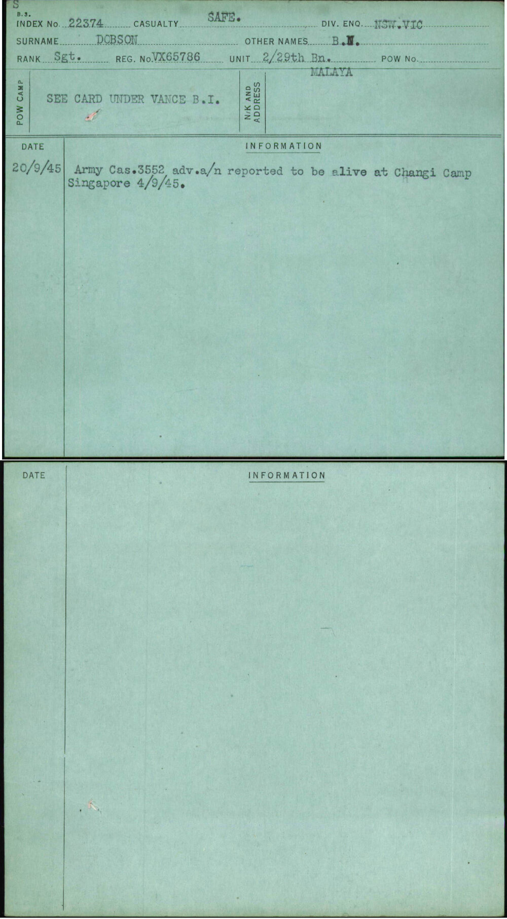 Dobson, B N, VX65786