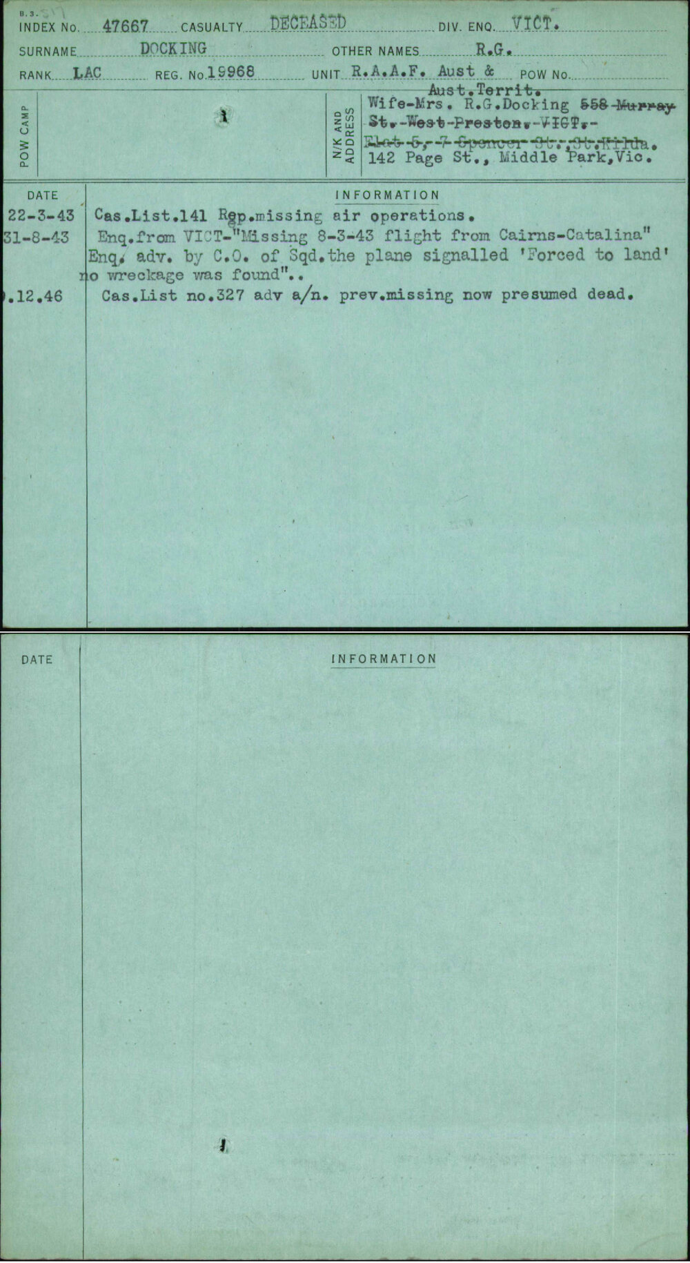 Docking, R G, 19968