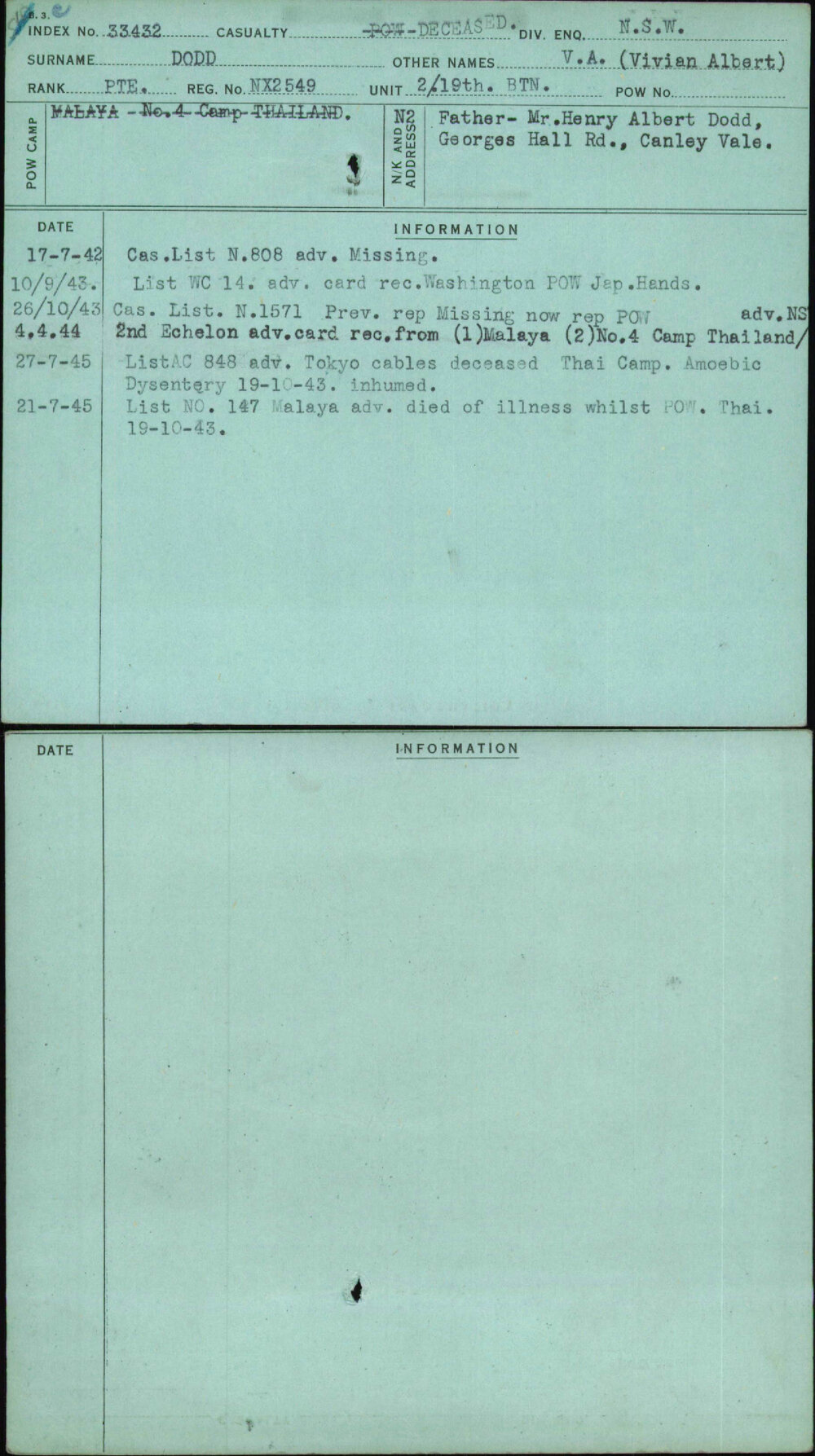 Dodd, V A (Vivian Albert), NX2549
