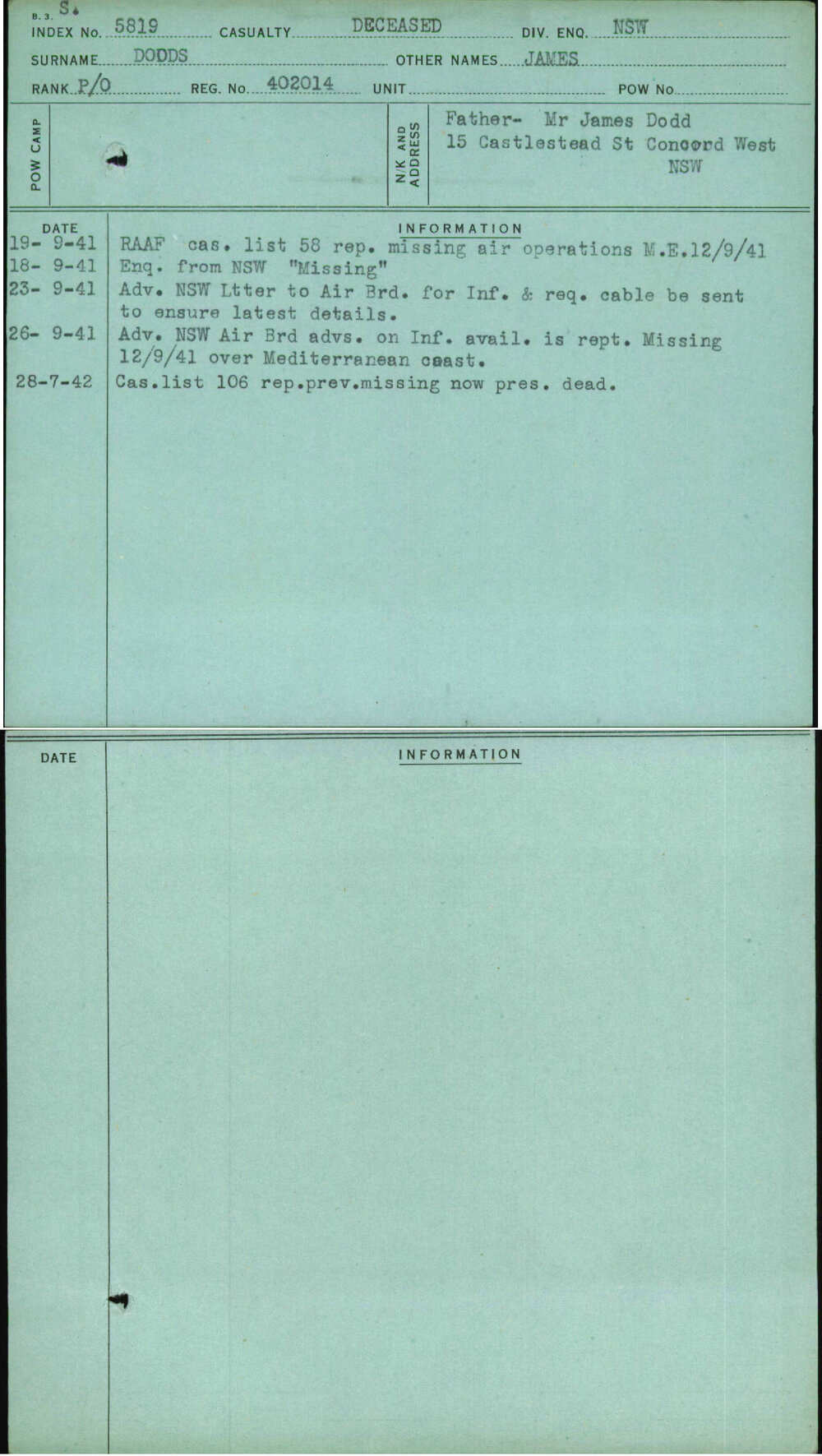 Dodds, James, 402014