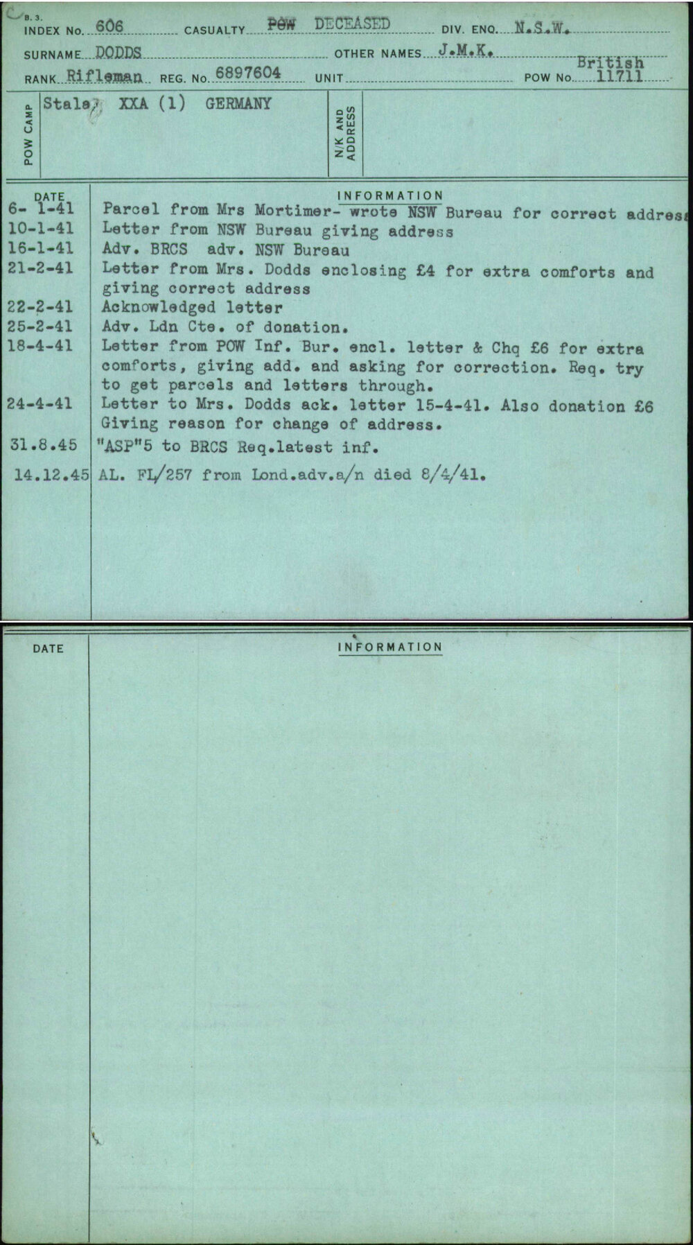 Dodds, J M K, 6897604