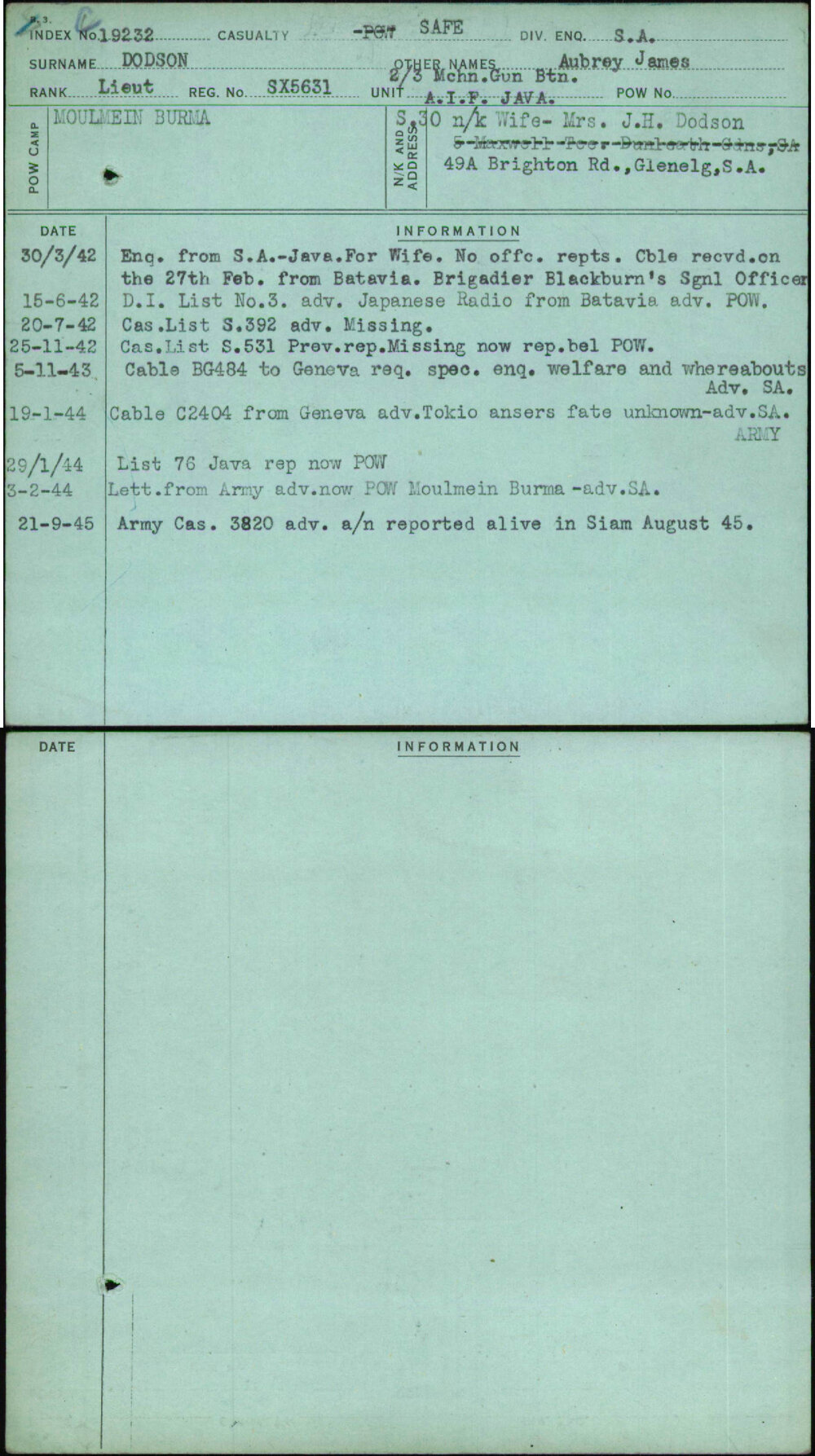 Dodson, Aubrey James, SX5631