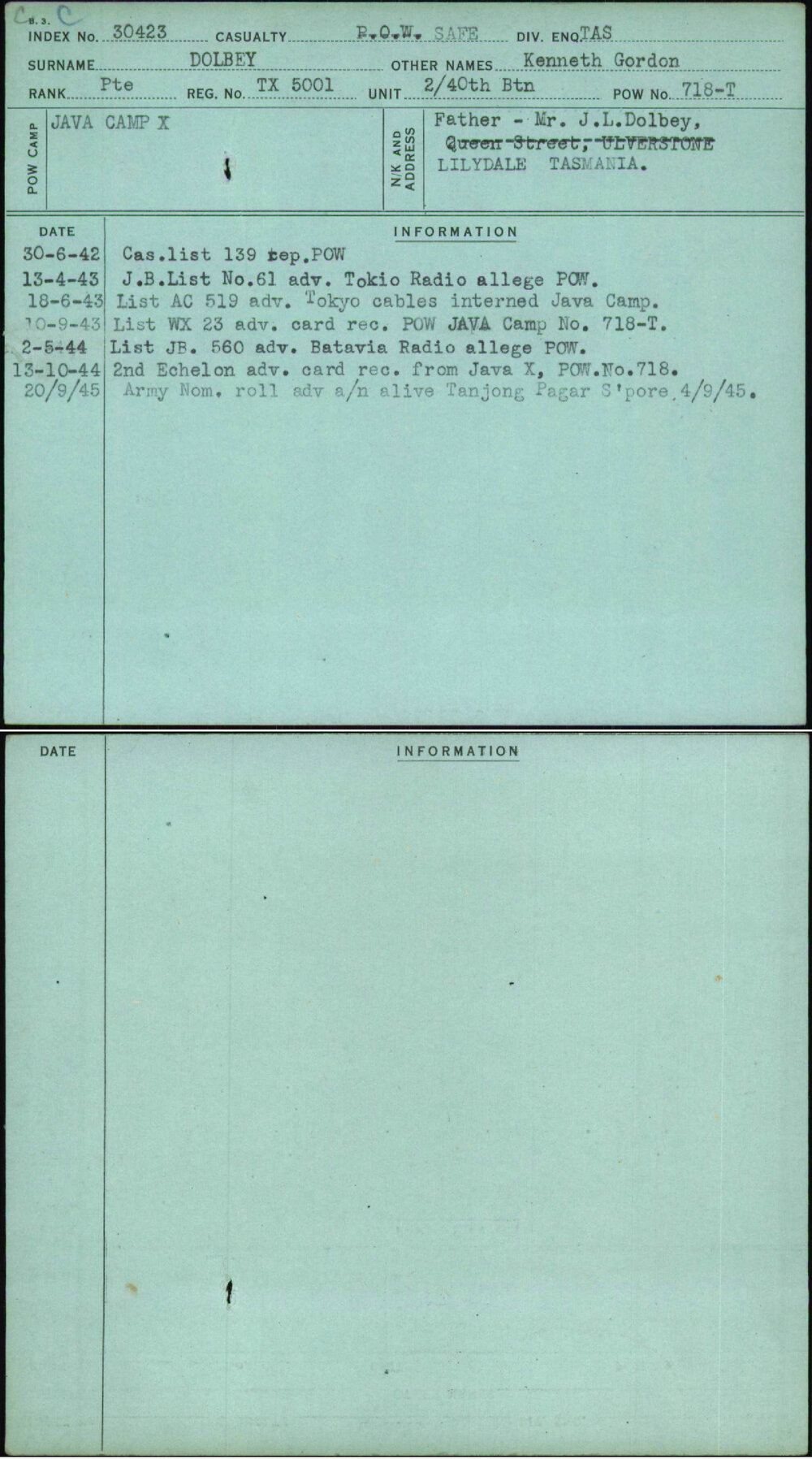 Dolbey, Kenneth Gordon, TX5001