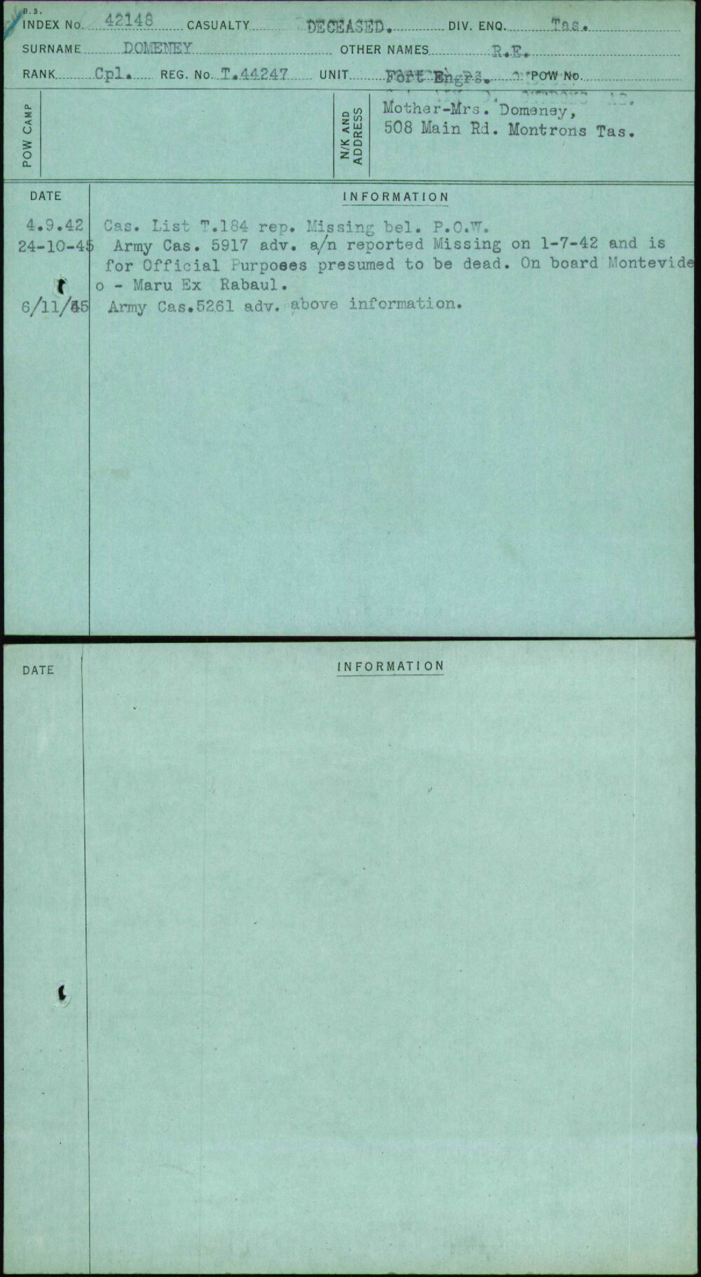 Domeney, R E, T44247