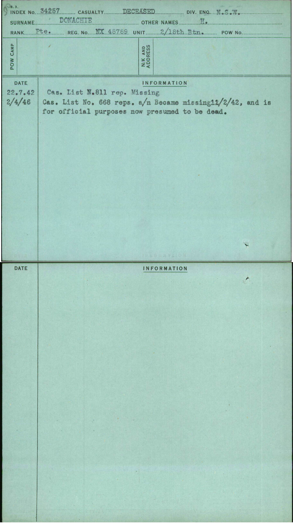 Donachie, H, NX48789