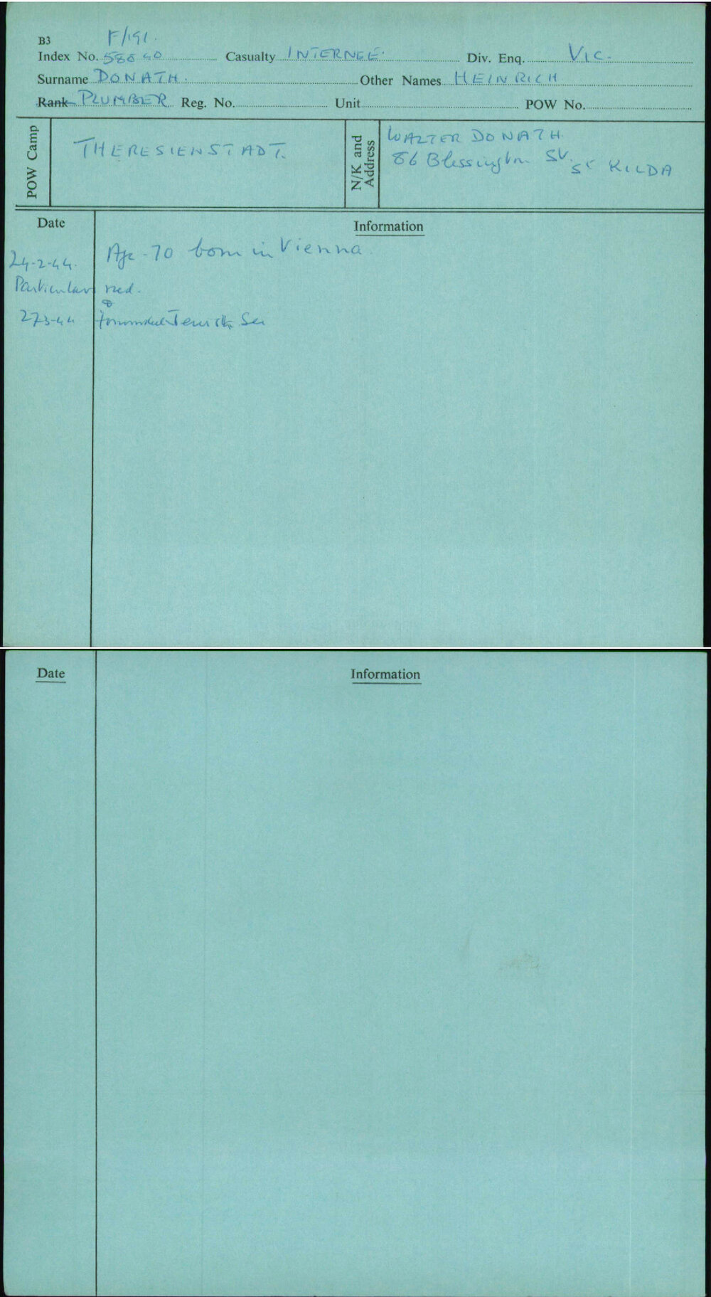 Donath, Heinrich, [No Service Number]