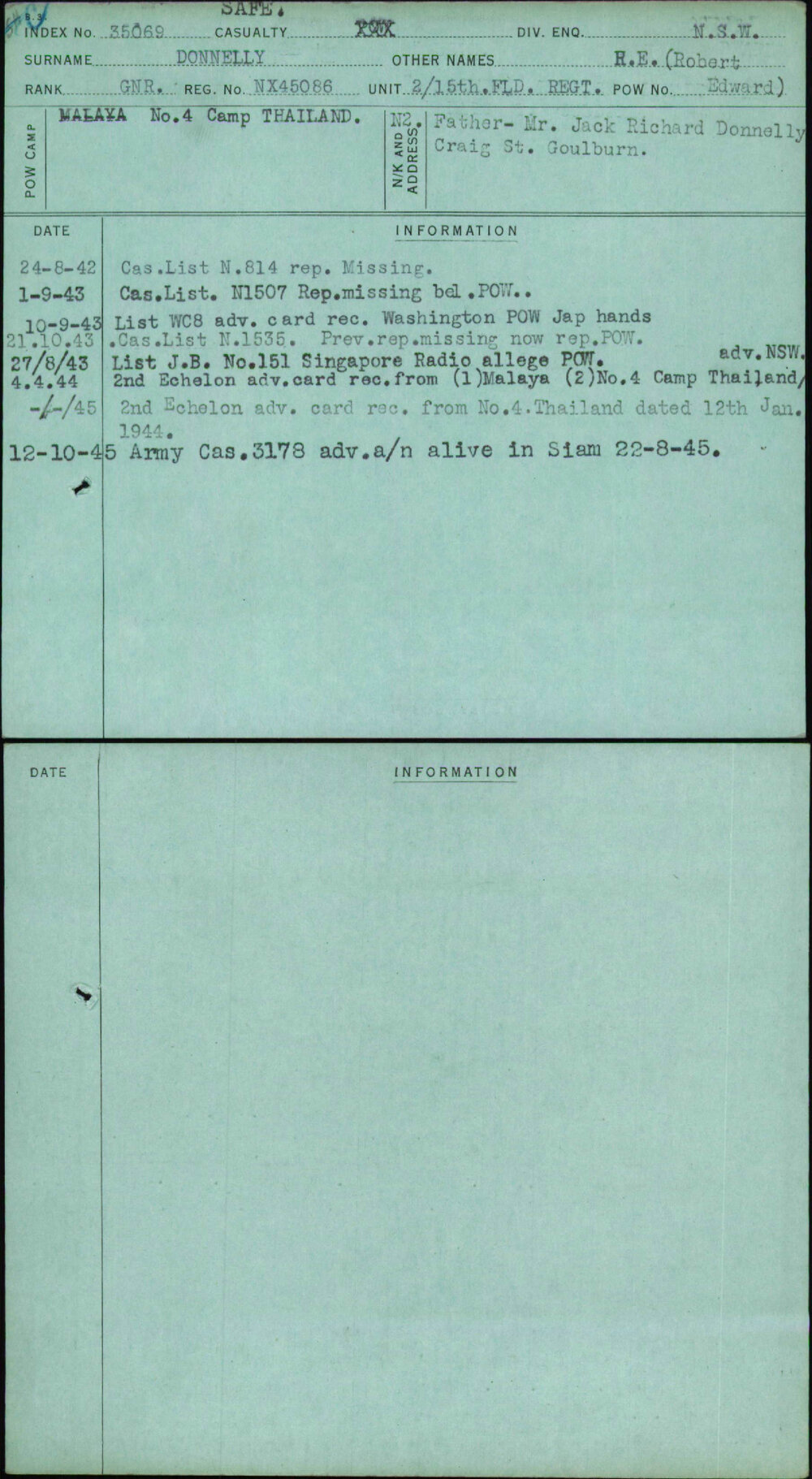 Donnelly, R E (Robert Edward), NX45086