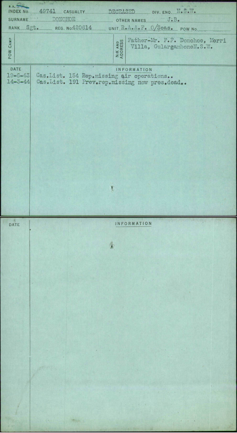 Donohoe, J B, 420614