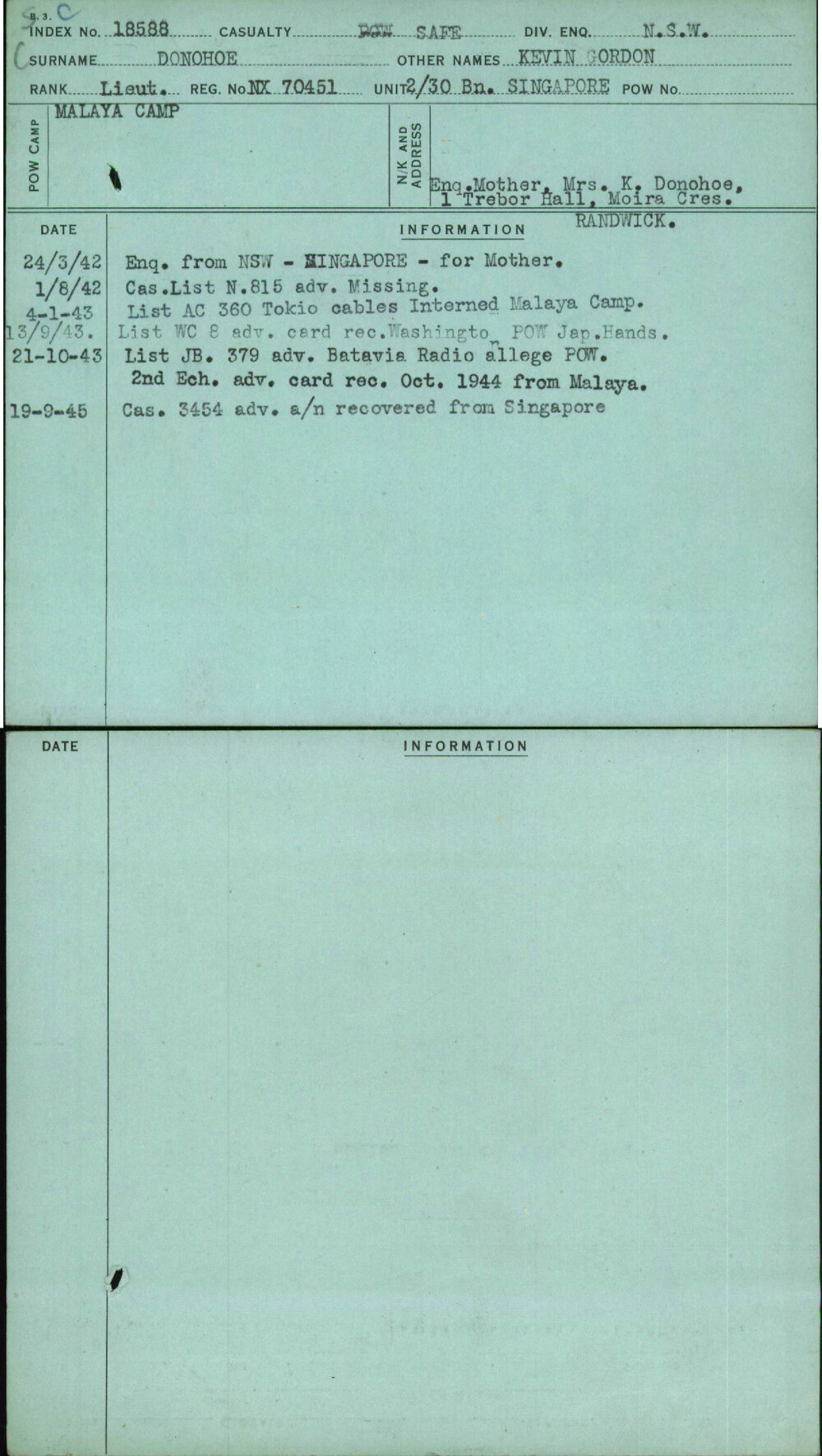 Donohoe, Kevin Gordon, NX70451