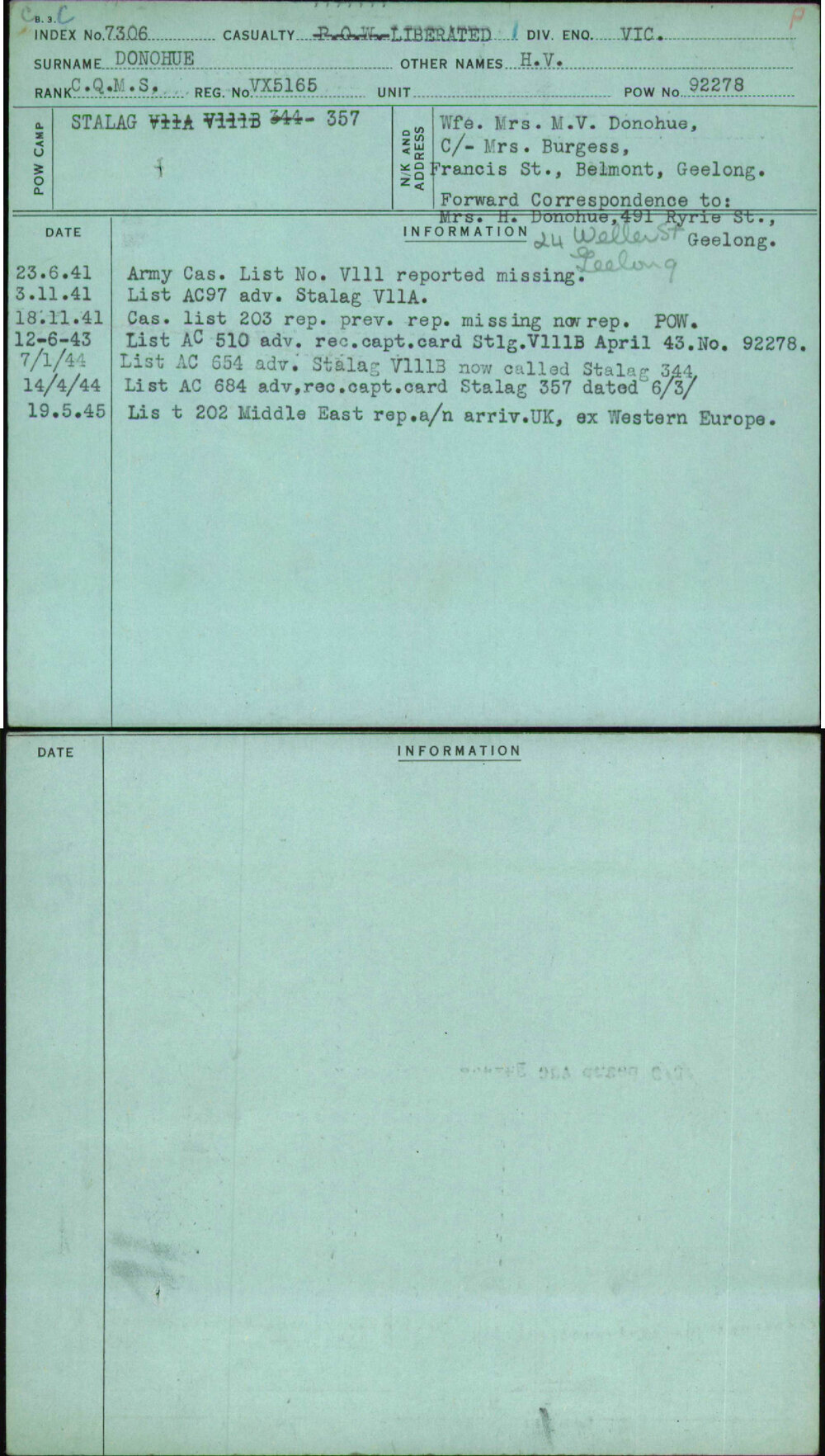 Donohue, H V, VX5165