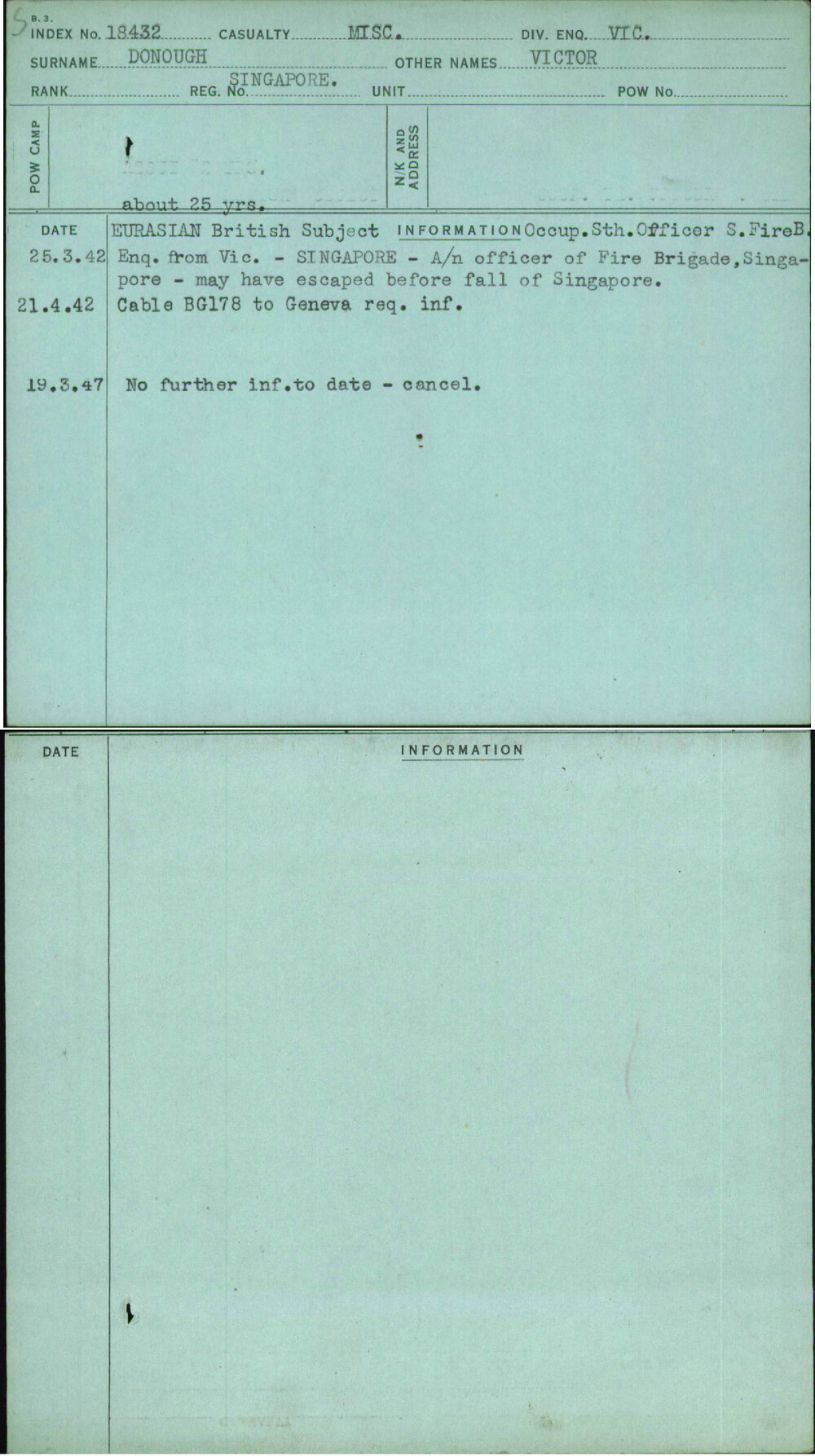 Donough, Victor, Singapore