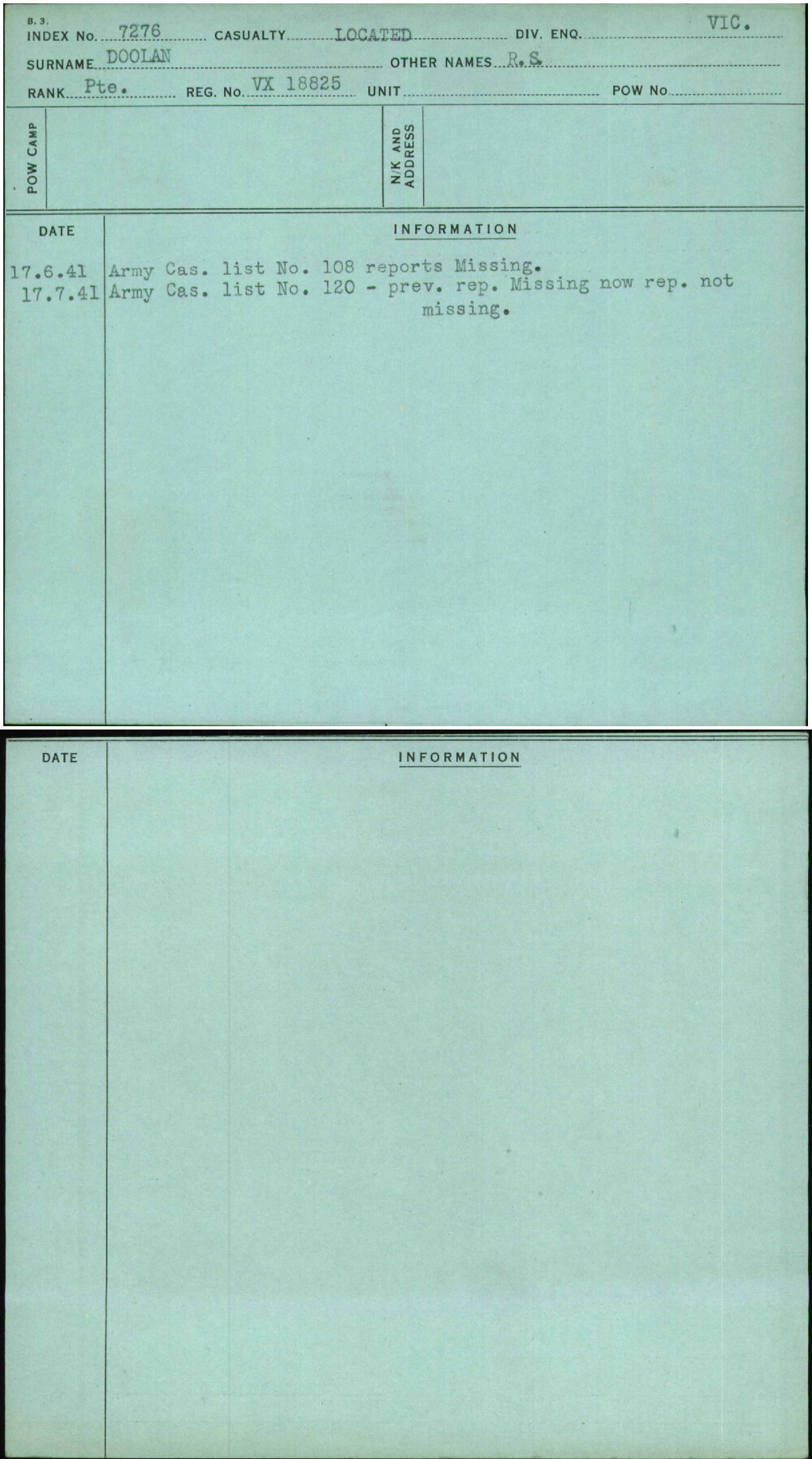 Doolan, R S, VX18825